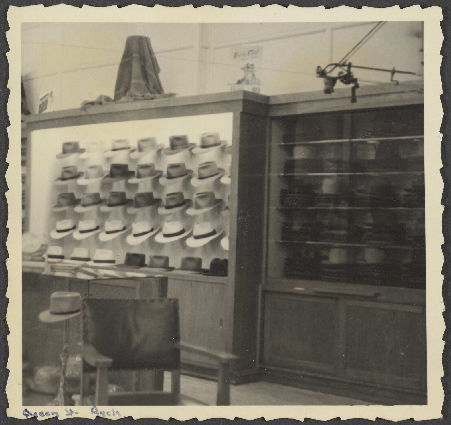Hat display in Hallensteins store, Queen Street, Auckland