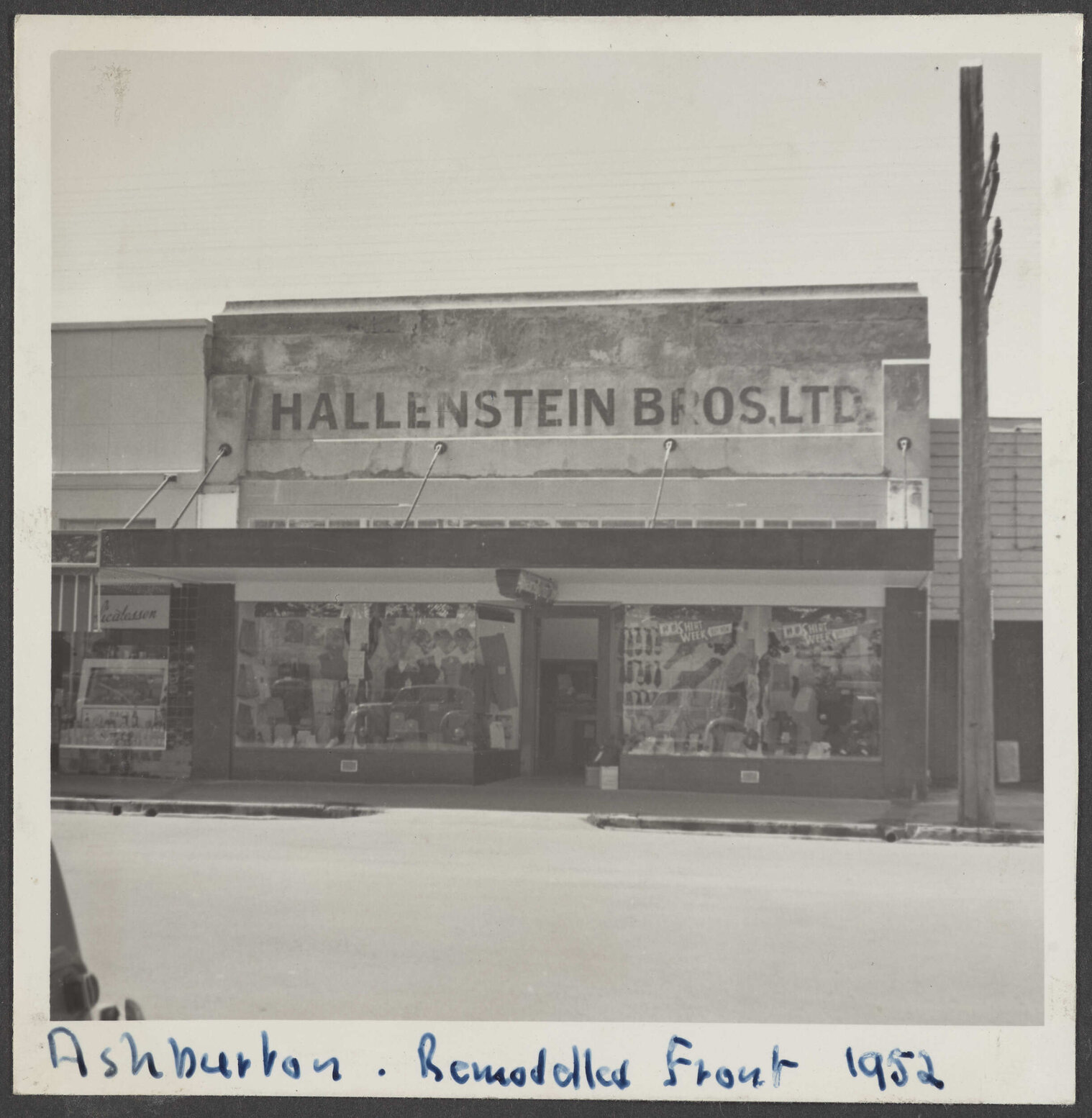 Hallensteins branch premises, 'Remodelled Front', Ashburton