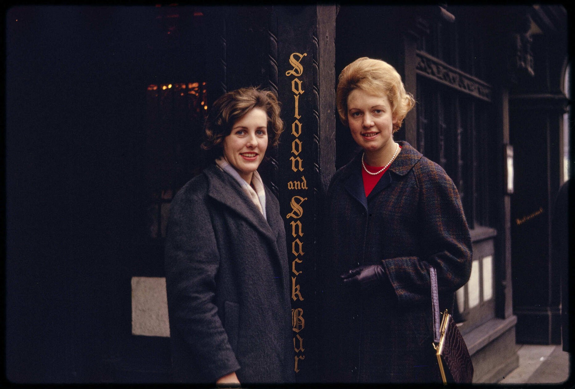 Elizabeth Walsh and Felicity outside 'The George' on the Strand, London