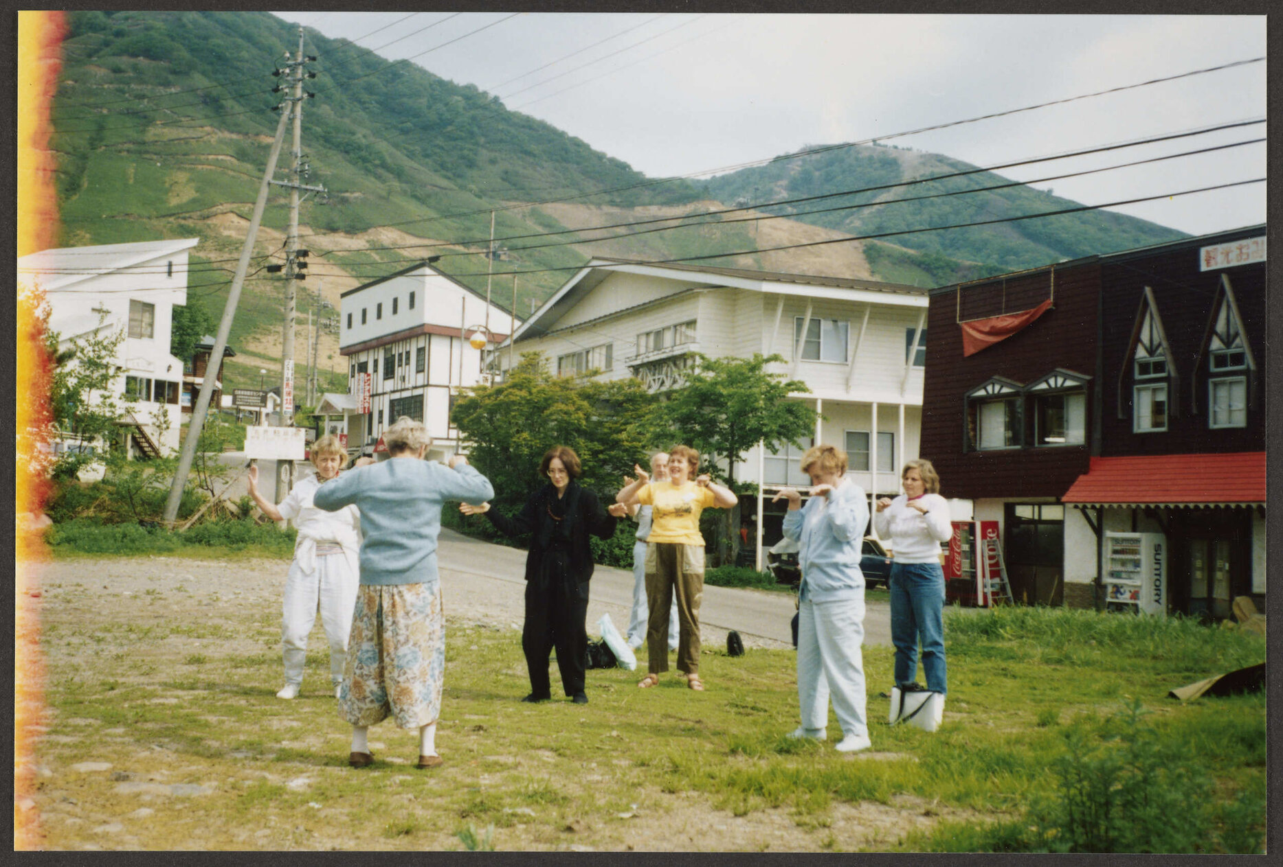 Elizabeth Hanan and others exercising in Japan