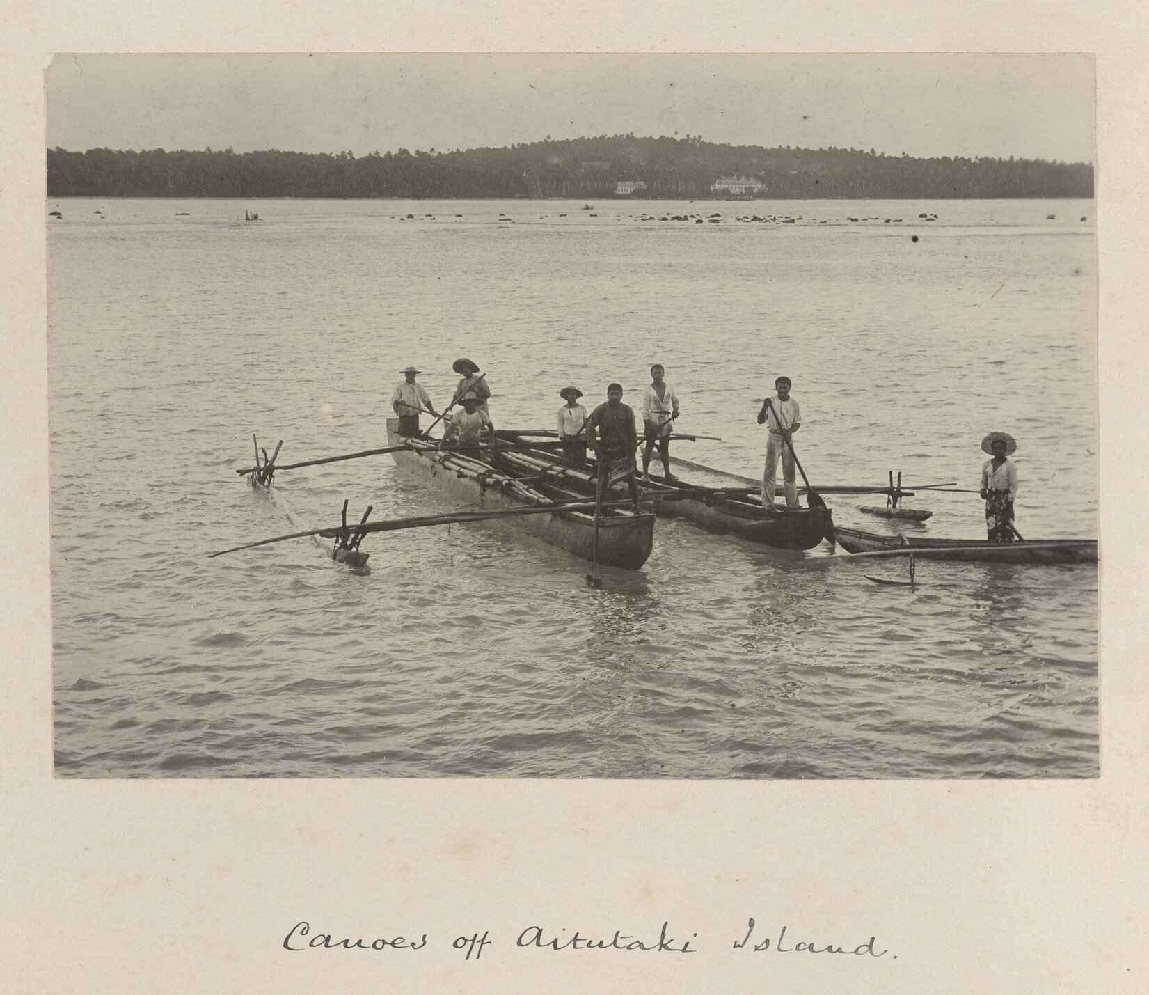 Canoes off Aitutaki Island