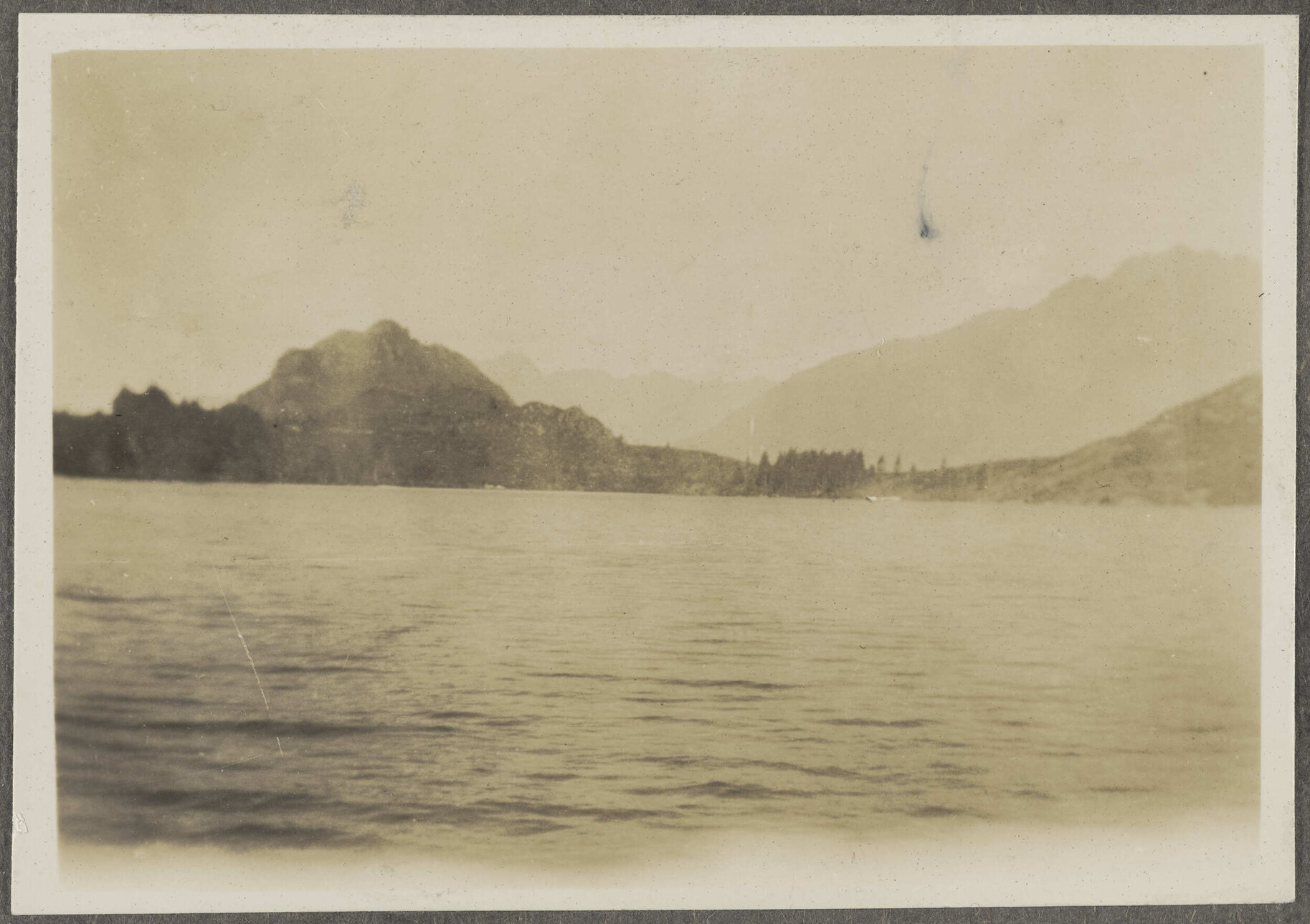 Mountains with lake in foreground