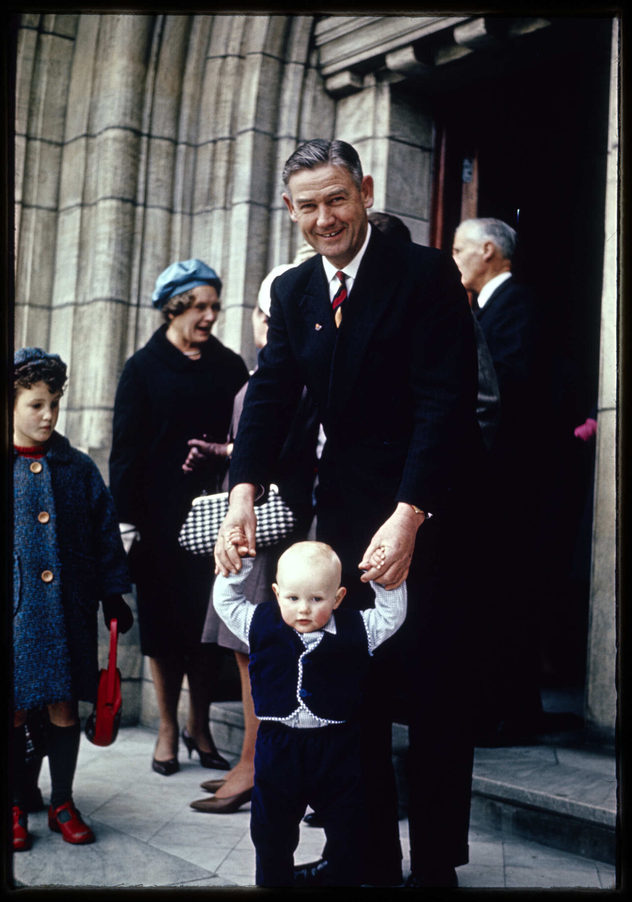 Professor J.L. Wright and Andrew Walsh on the day of David Hanan's christening