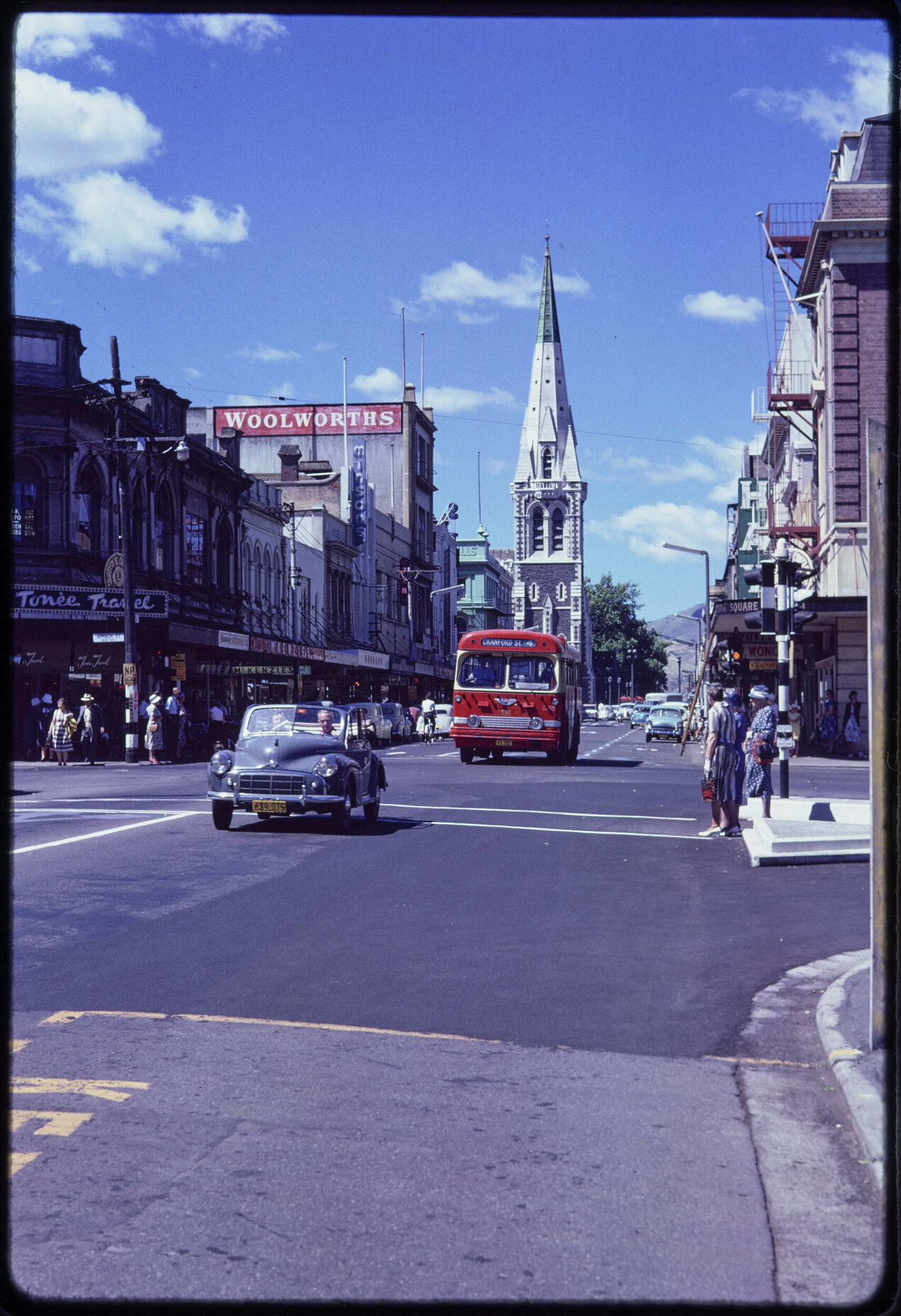 View south along Colombo Street towards Christchurch Cathedral