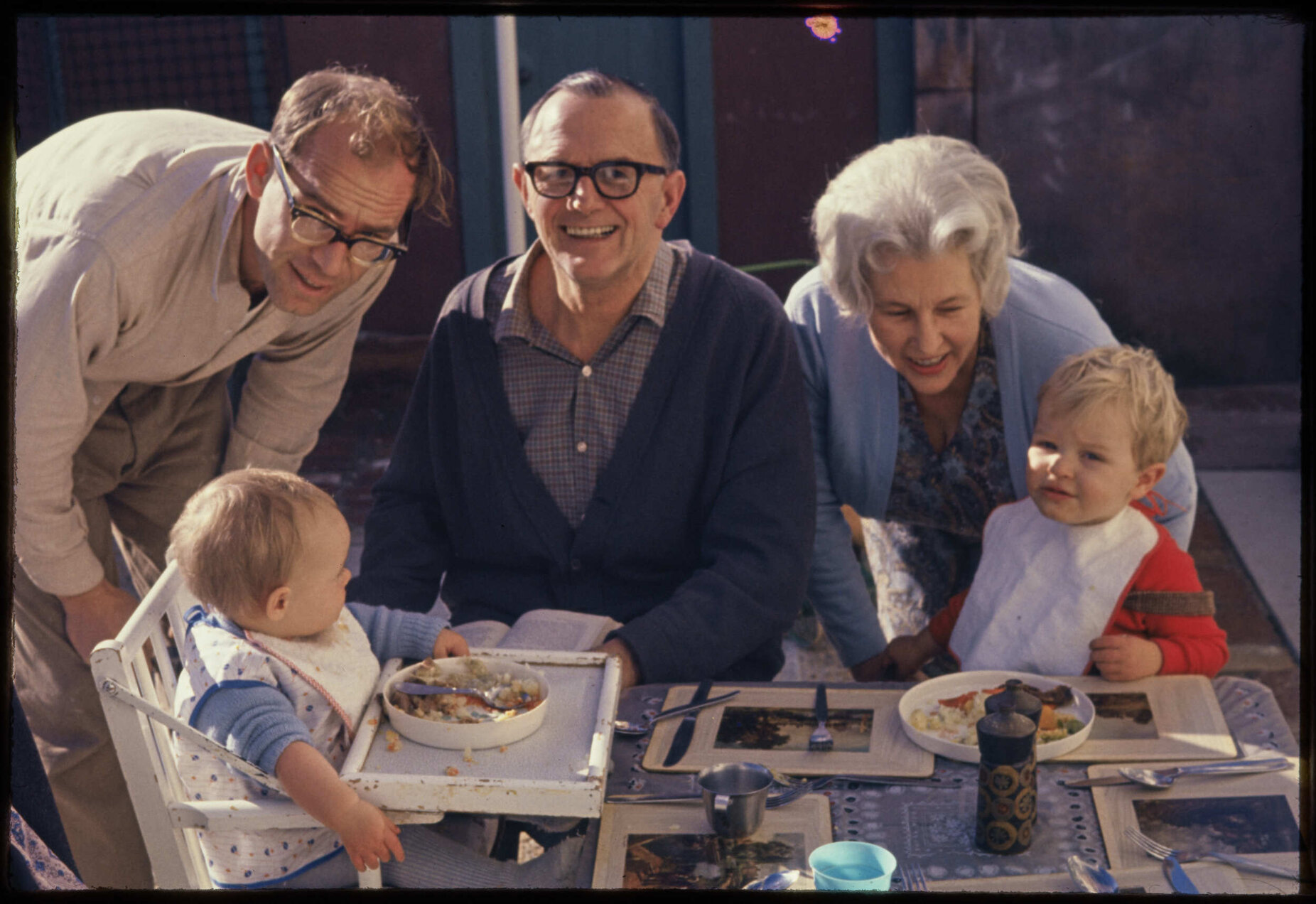 Family group on patio