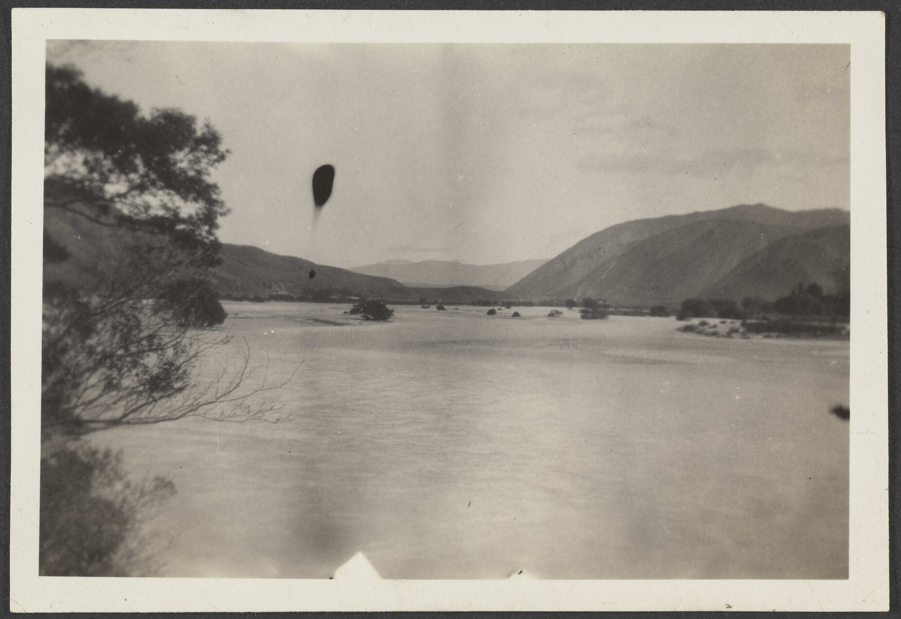 Lake with shrubs in the centre