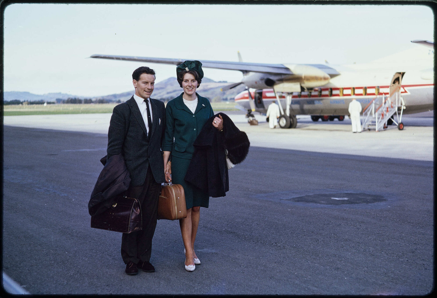 Les and Patricia Holborow at Dunedin Airport