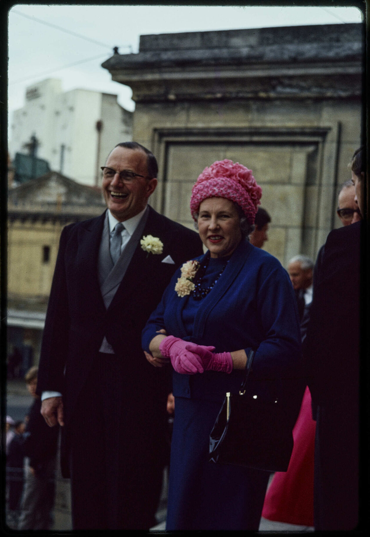 Sir John and Lady Enid Walsh at their daughter Patricia's wedding