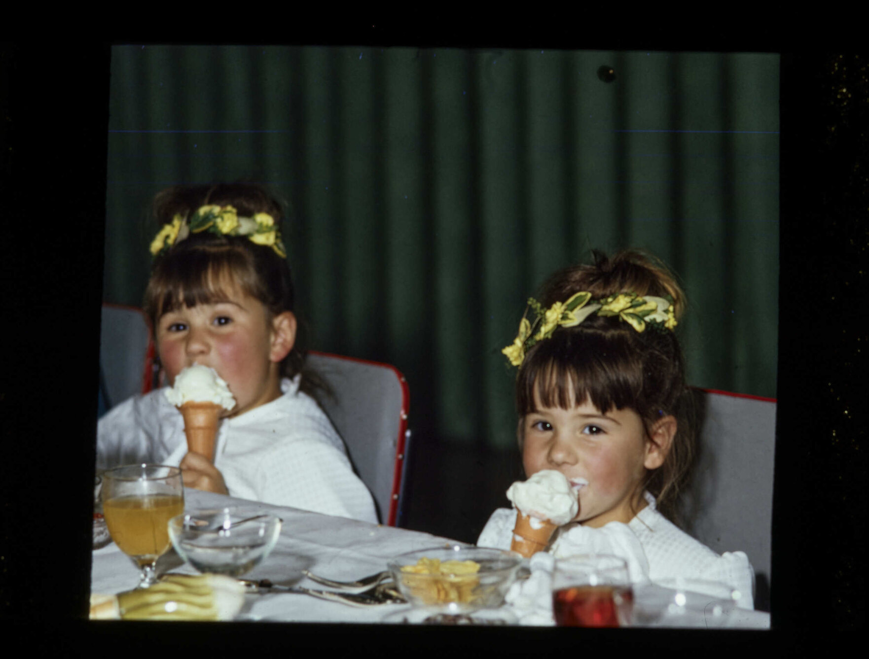Flower girls eating ice cream