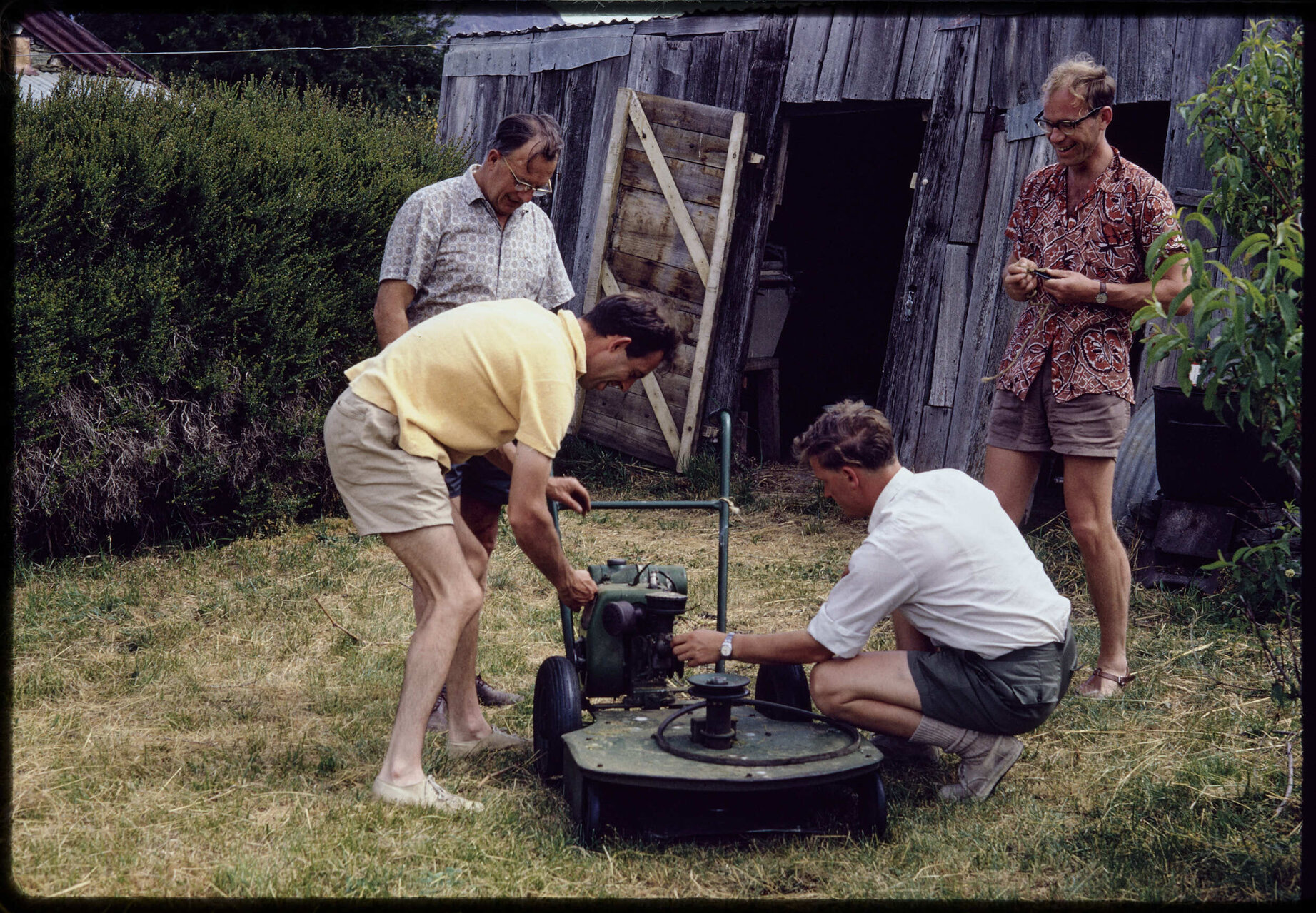 Men with Hayter lawnmower