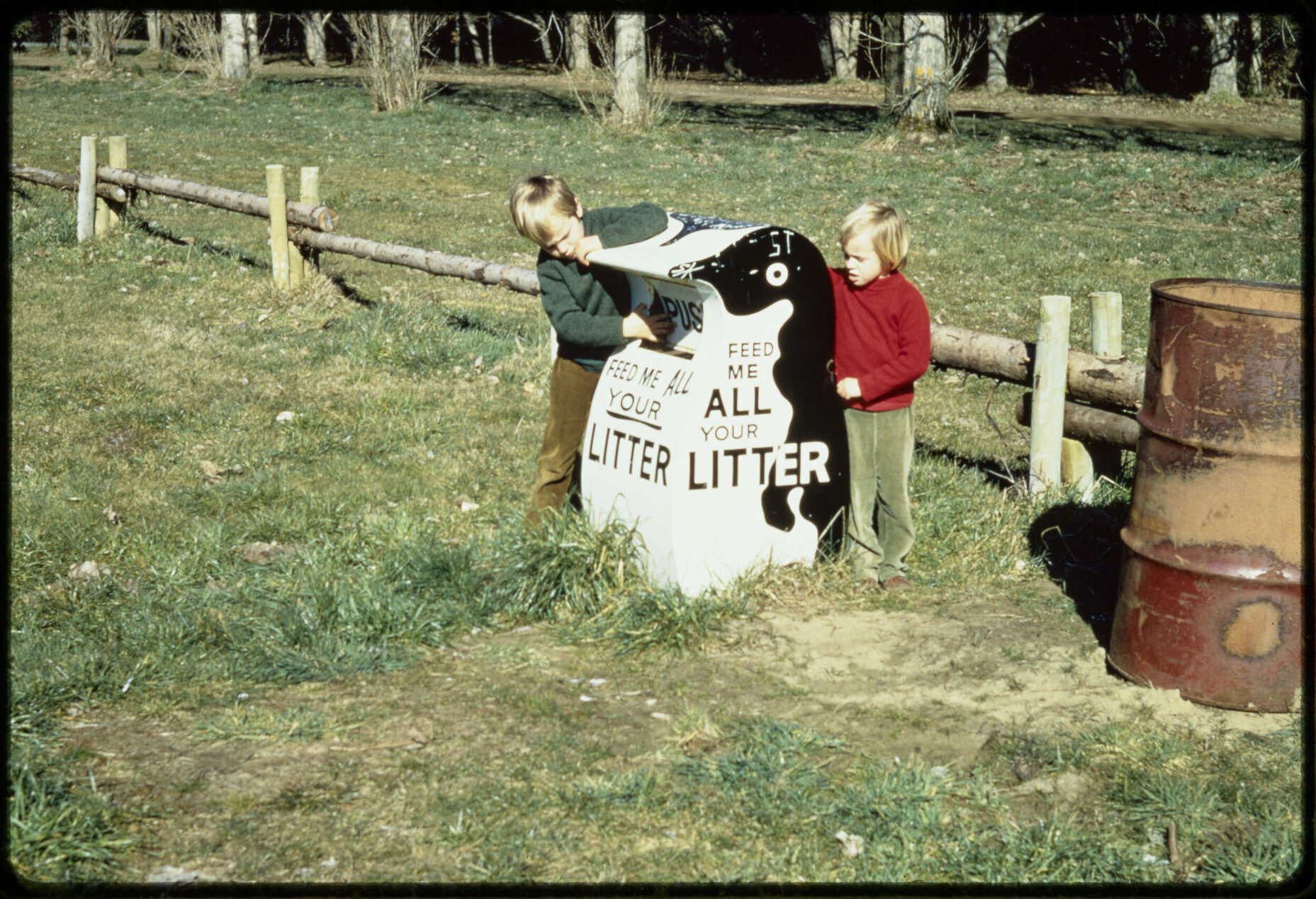 David and Alison Hanan with penguin rubbish bin