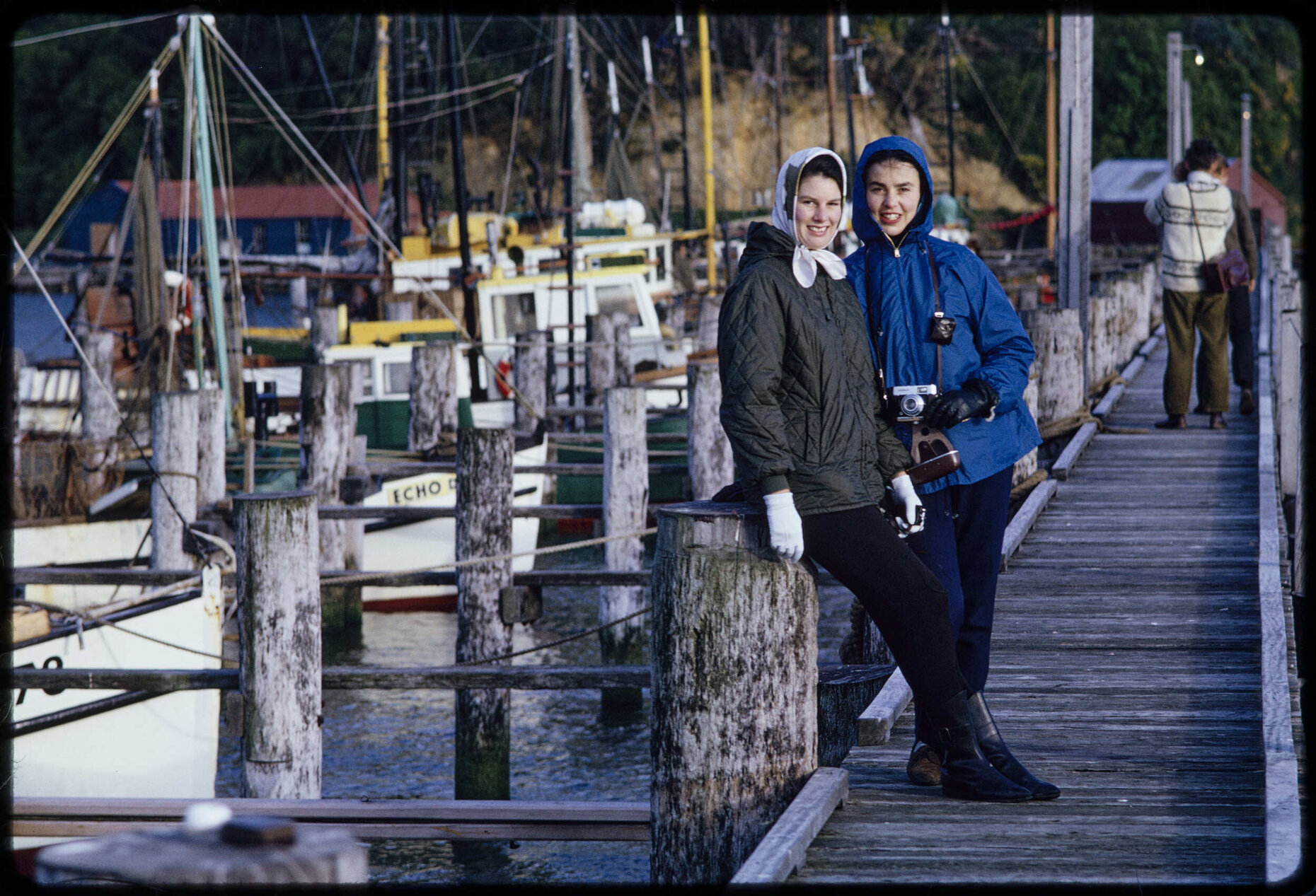 Pauline Smirk and Sheelagh Boston on jetty at Port Chalmers