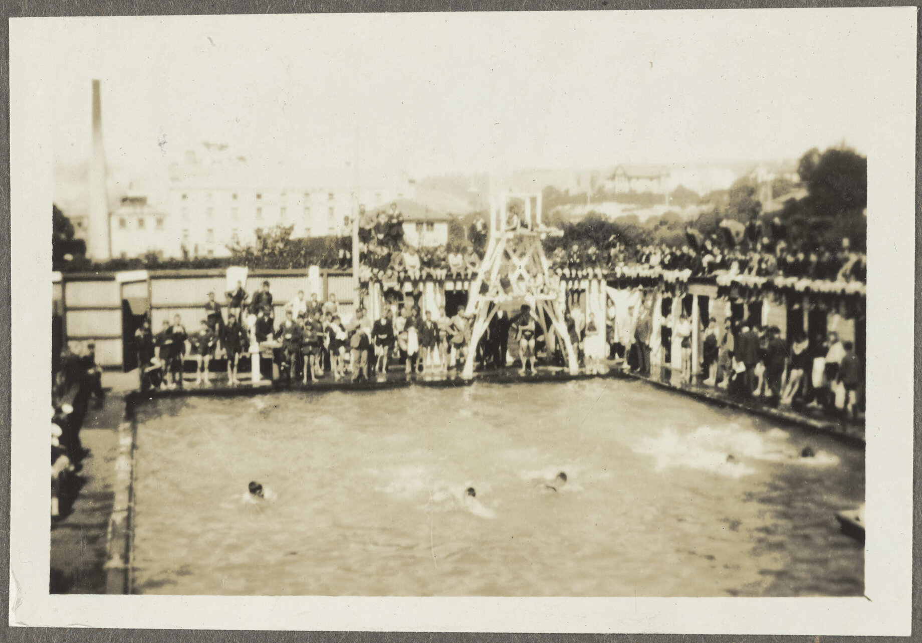 Swimming race with onlookers