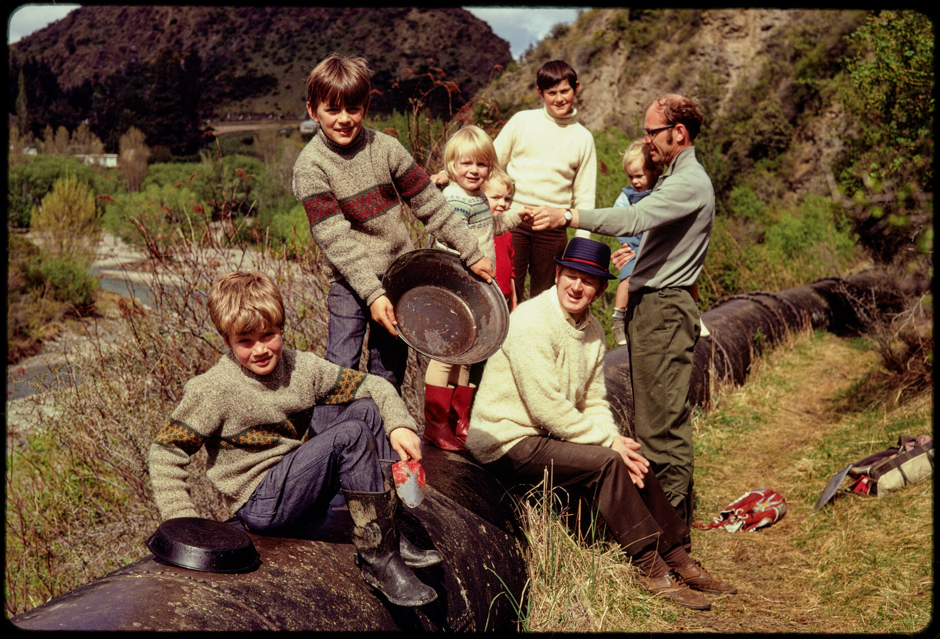'The Willoughbys, Labour weekend 1970', gold panning