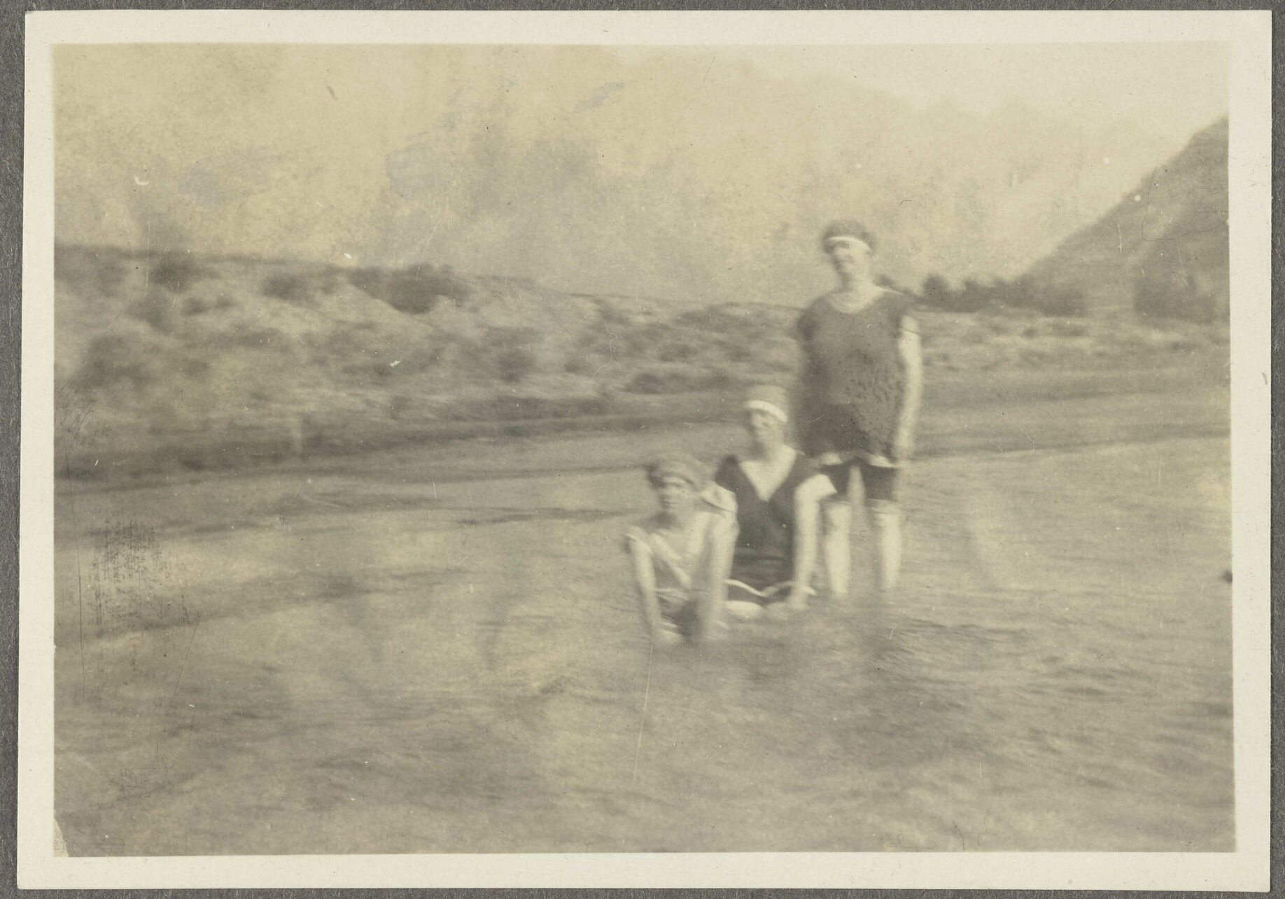 Three unidentified women in Lake Wakatipu