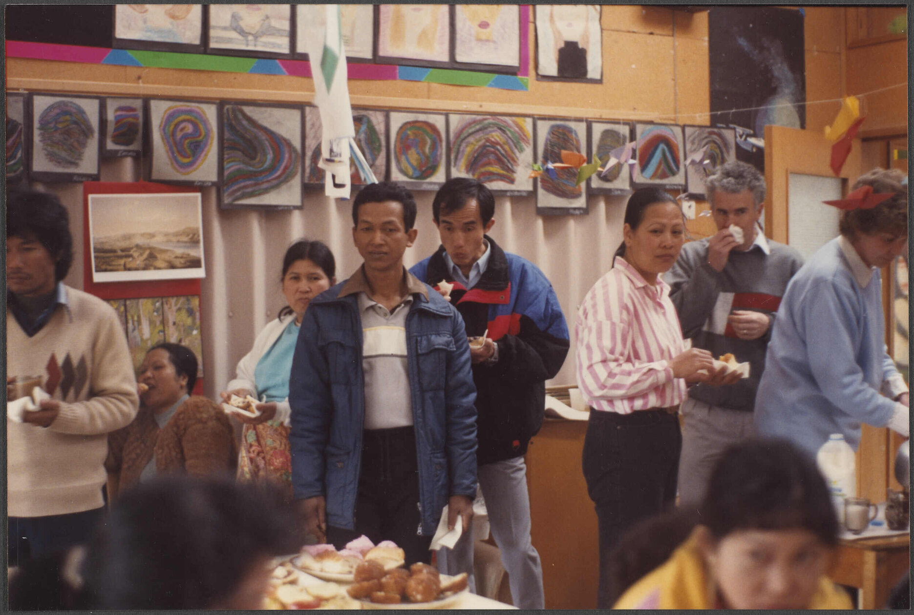 Cambodian parents on a visit to a local primary school