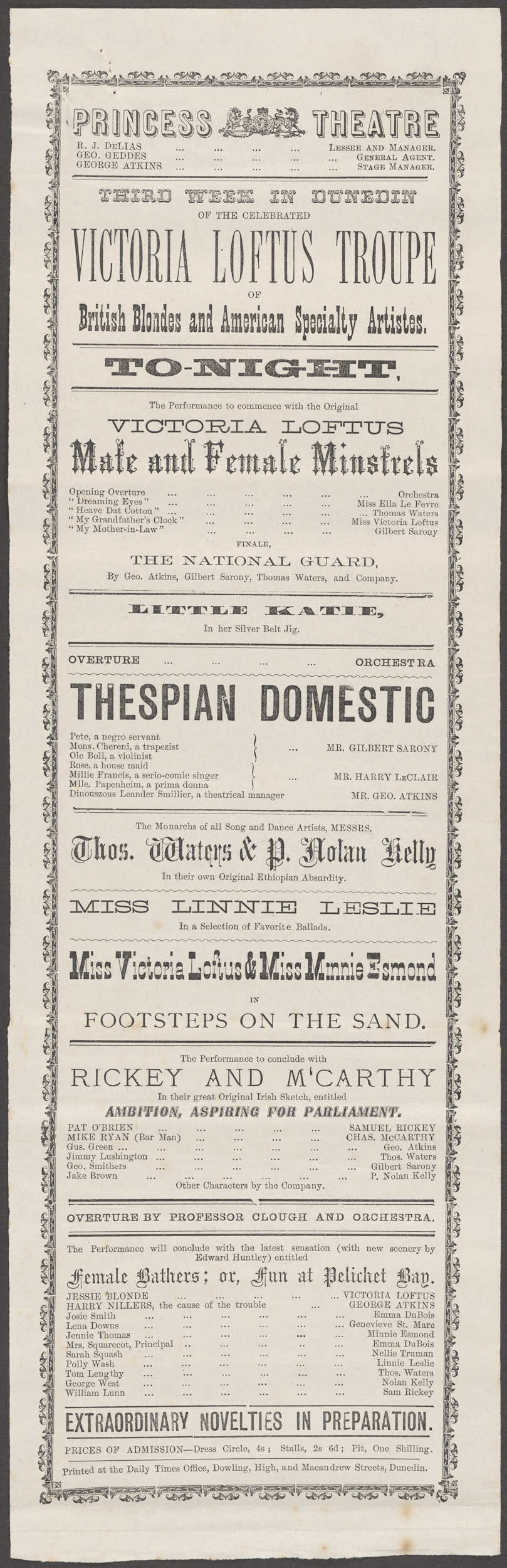 "Victoria Loftus Male and Female Minstrels"