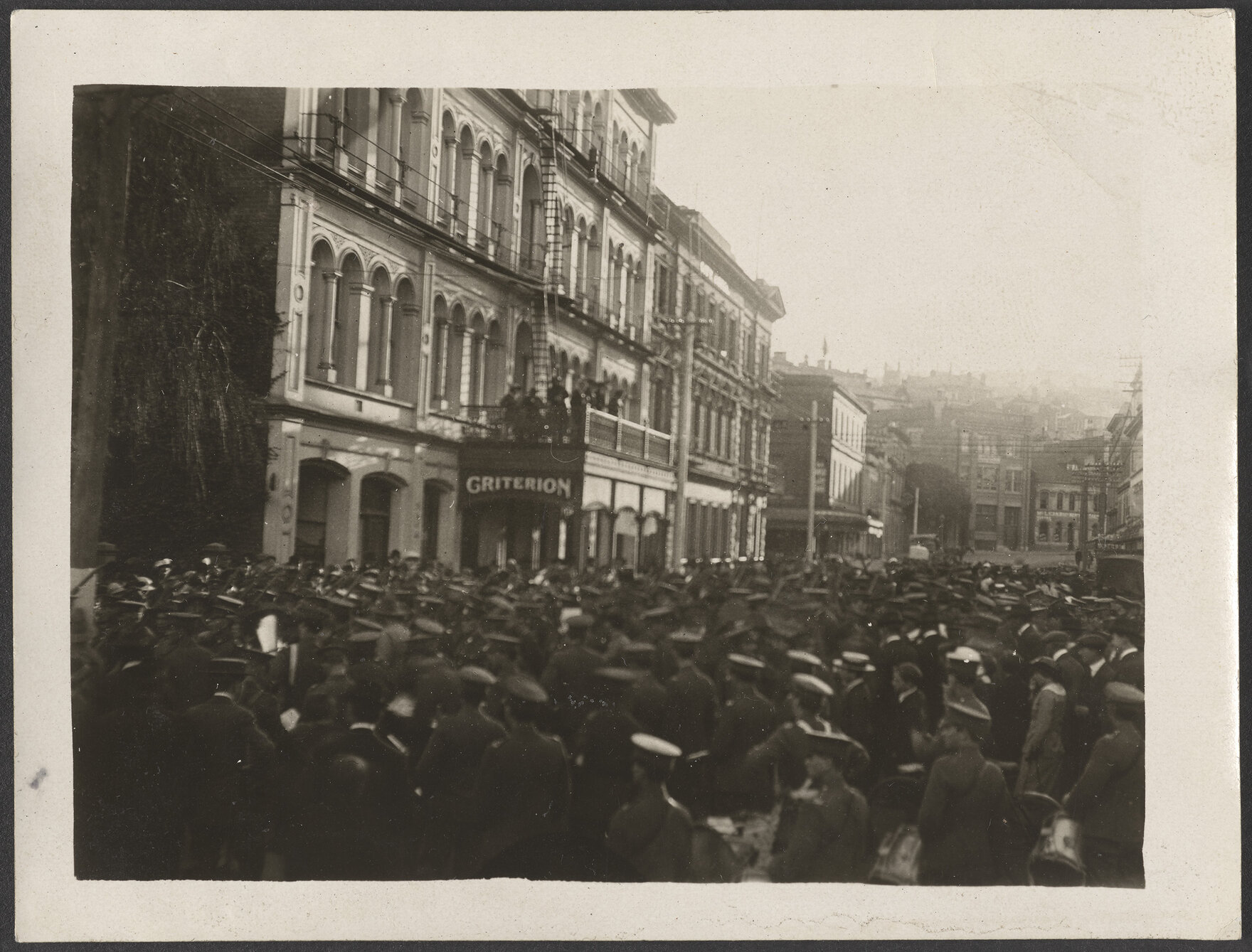 Large gathering of forces, Moray Place, Dunedin
