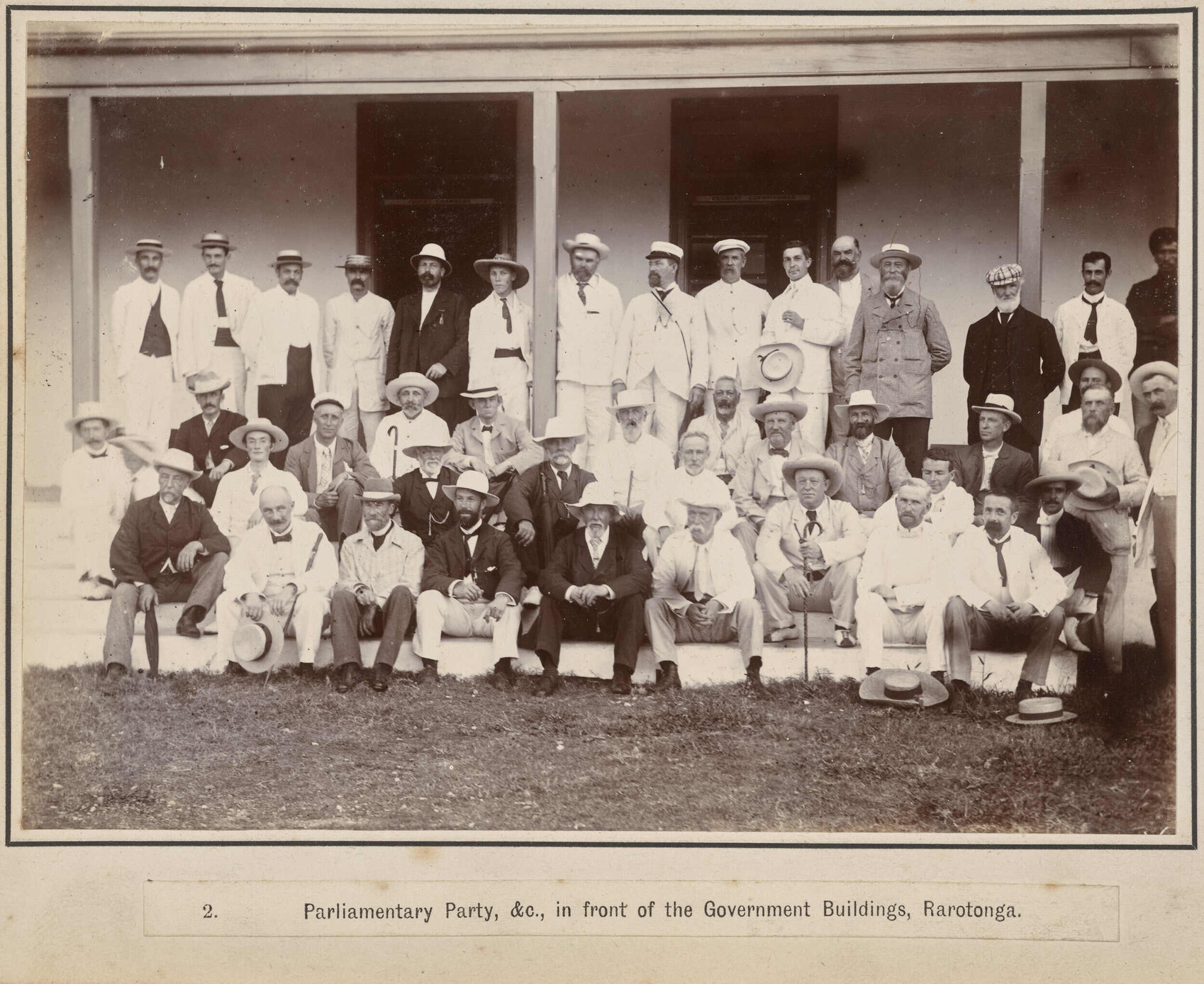 Parliamentary Party, etc., in front of the Government Buildings, Rarotonga