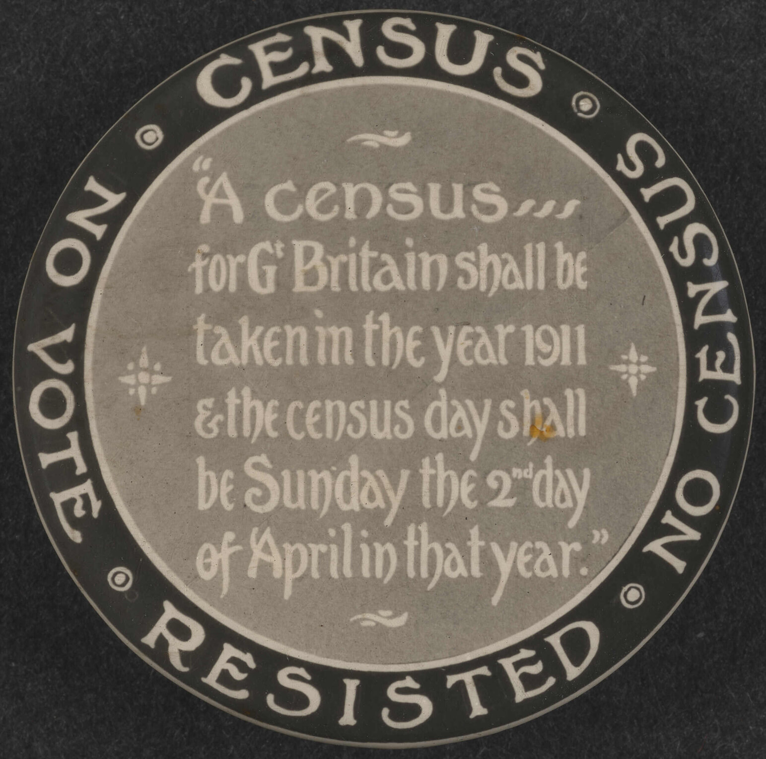 'Census Resisted - No Vote - No Census' badge