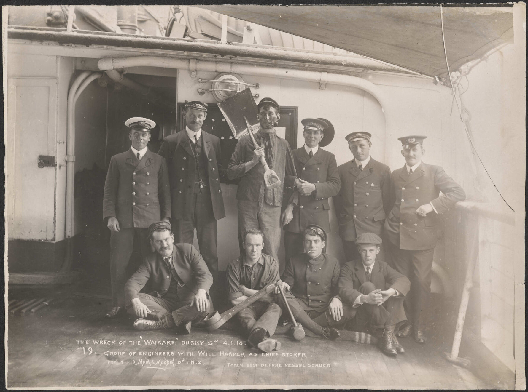 Wreck of the Waikare, group of engineers with Will Harper as Chief Stoker