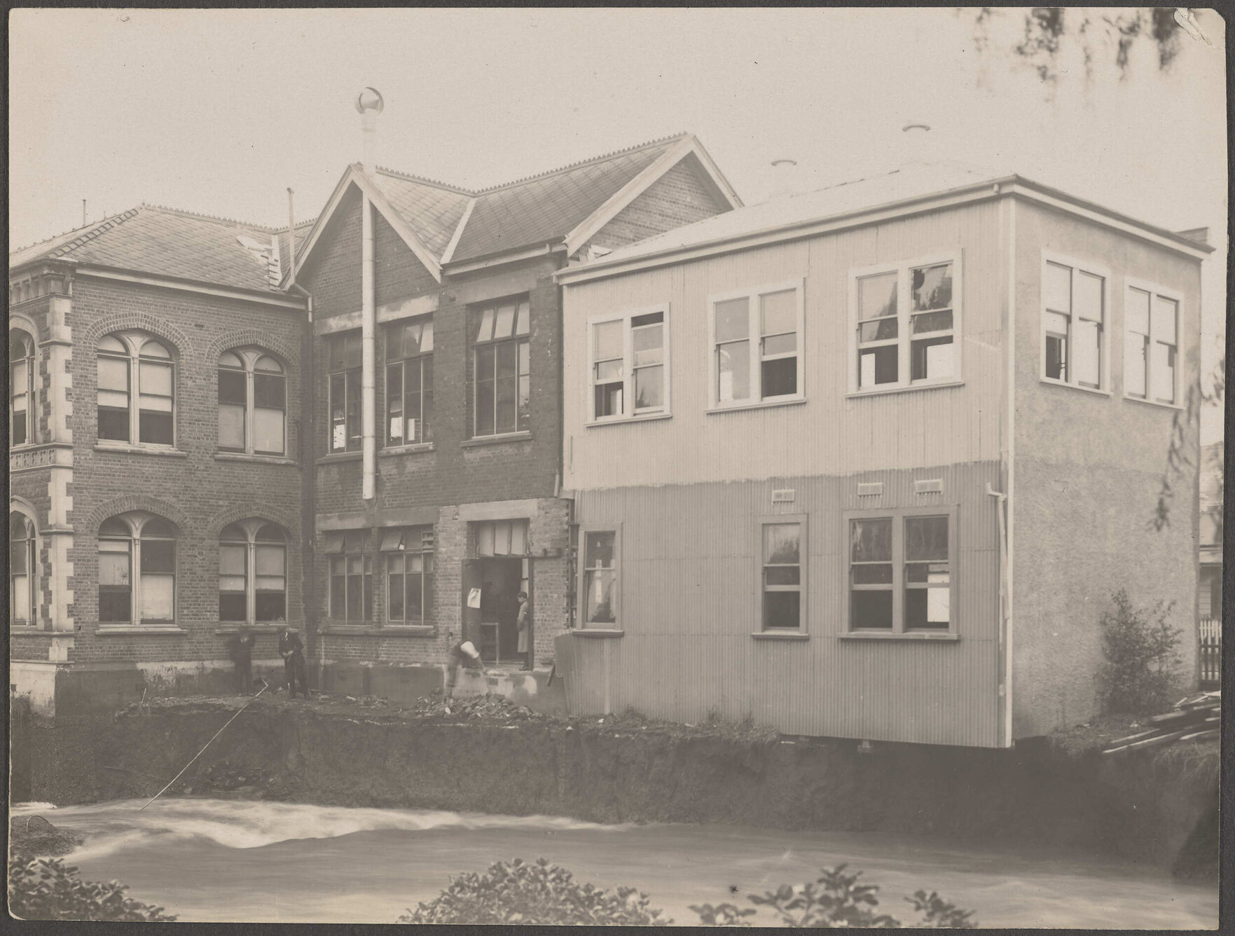 Dental School after flood, showing part undermined