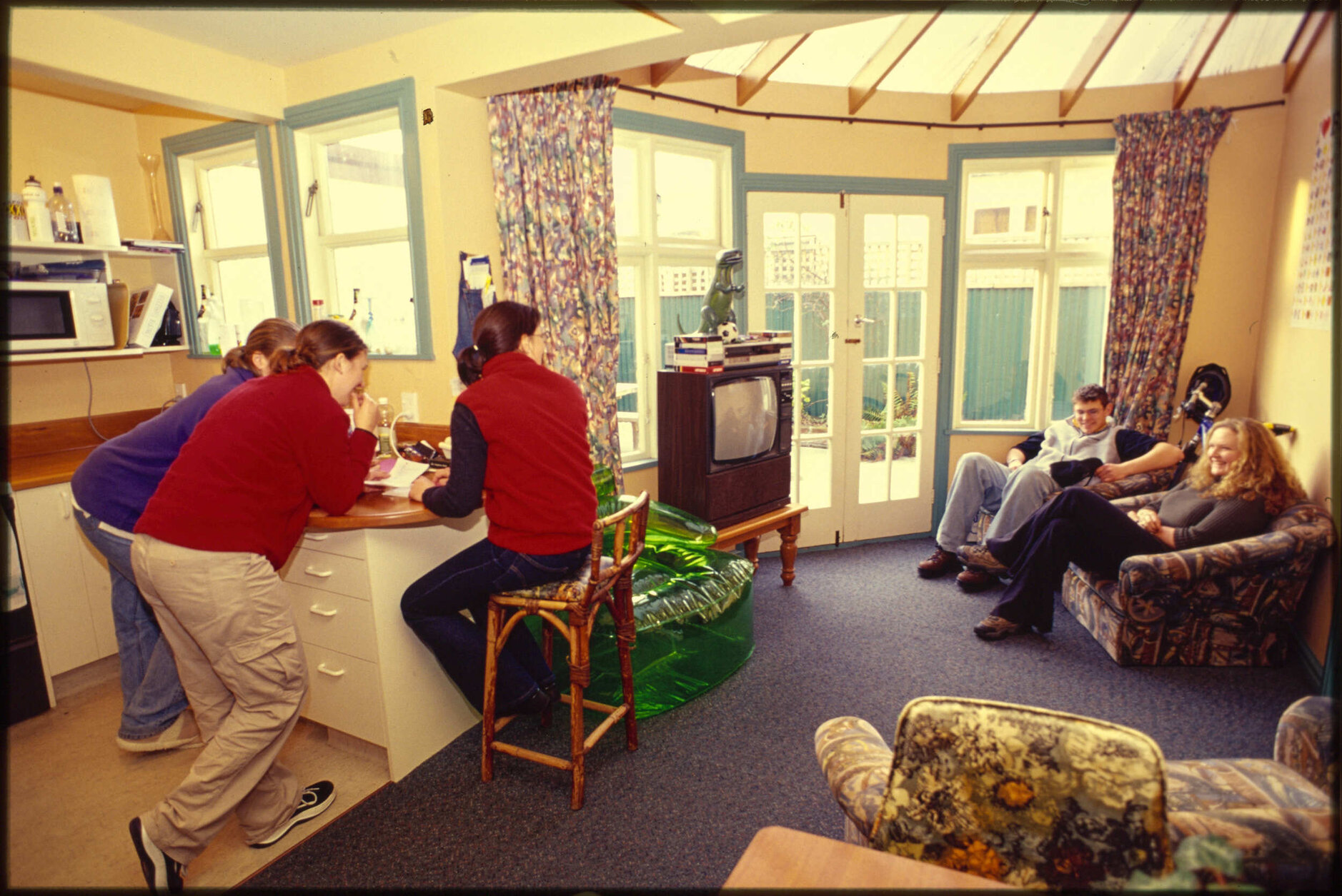 Students in living area
