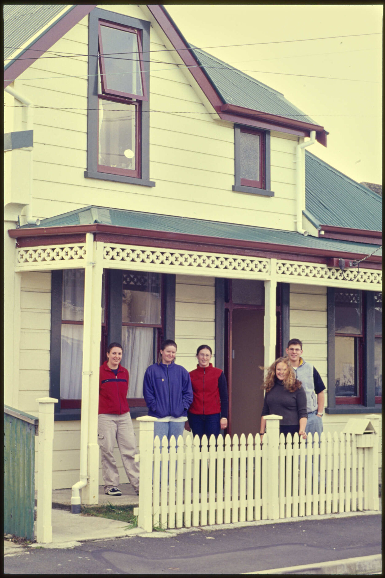 Students in front of flat