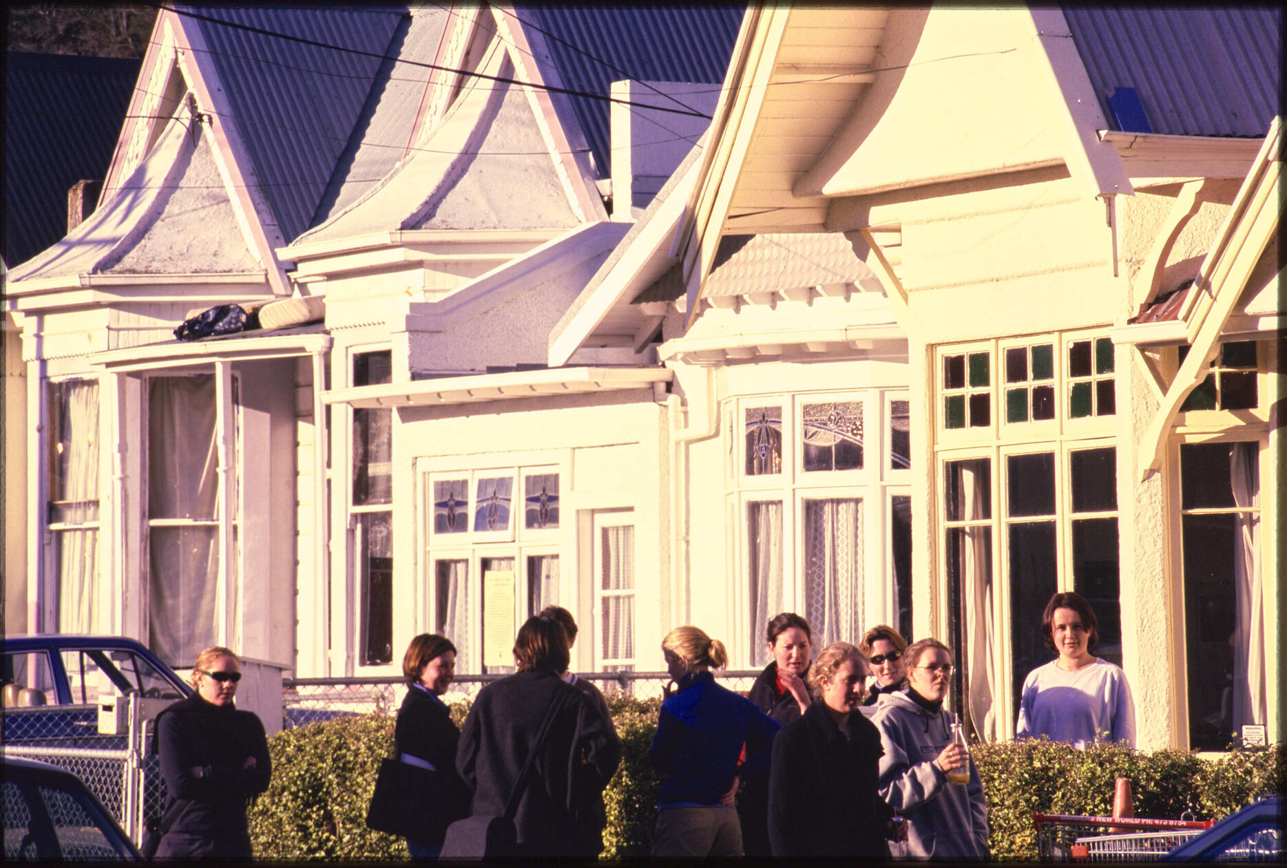 Students in front of flats on Castle Street