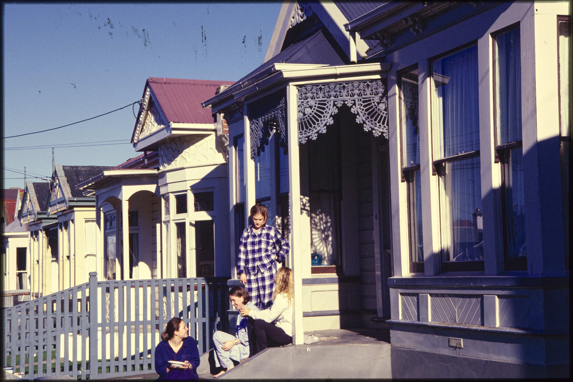 Students in front of flats on Castle Street