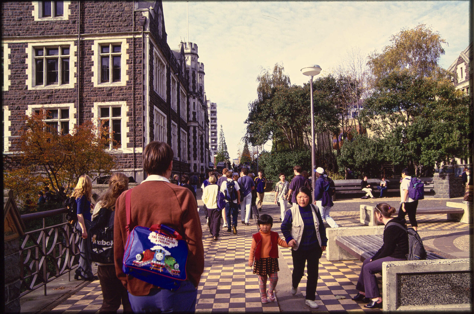 People on Union Street Bridge, University Campus