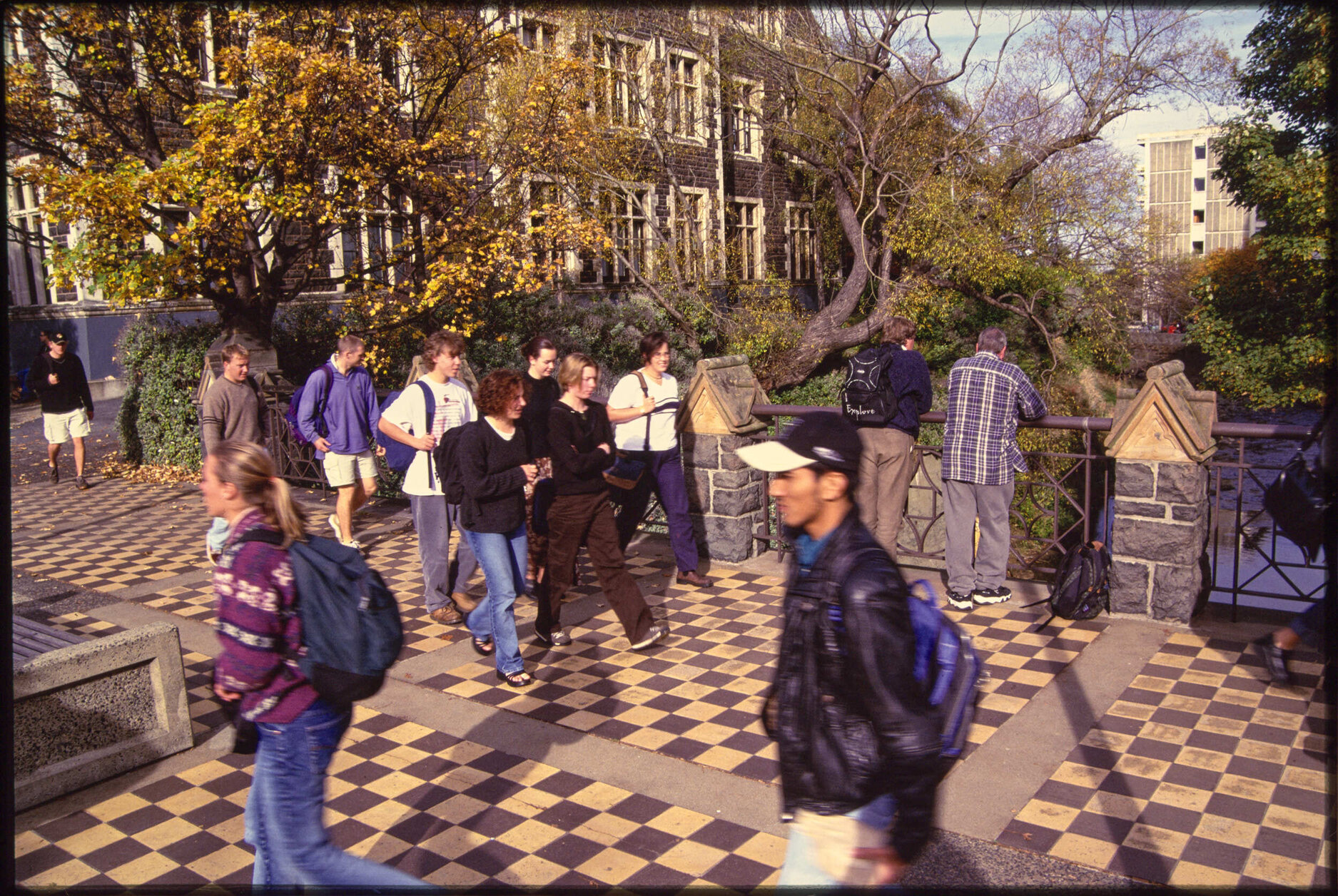 People on Union Street Bridge, University Campus