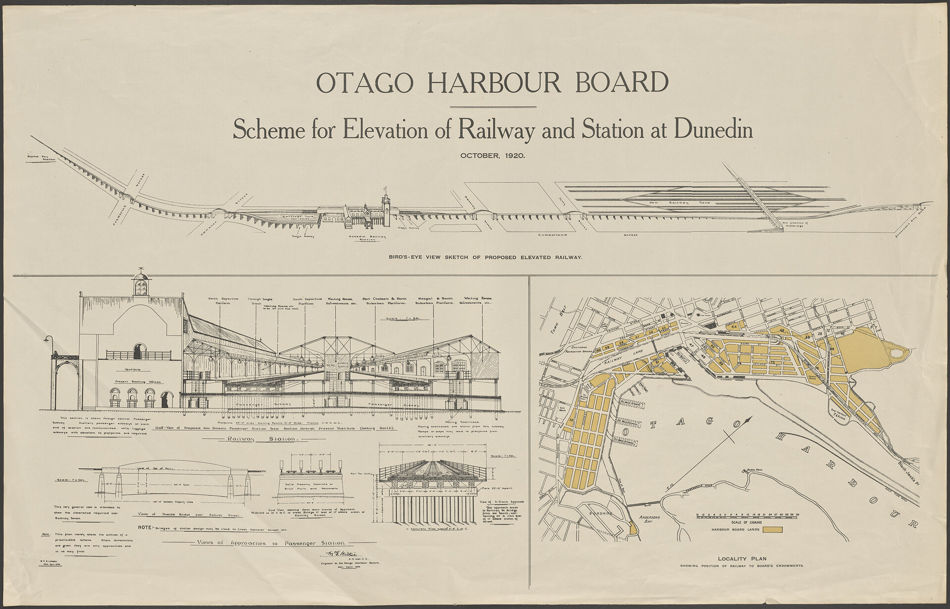Otago Harbour Board, Scheme for Elevation of Railway and Station at Dunedin