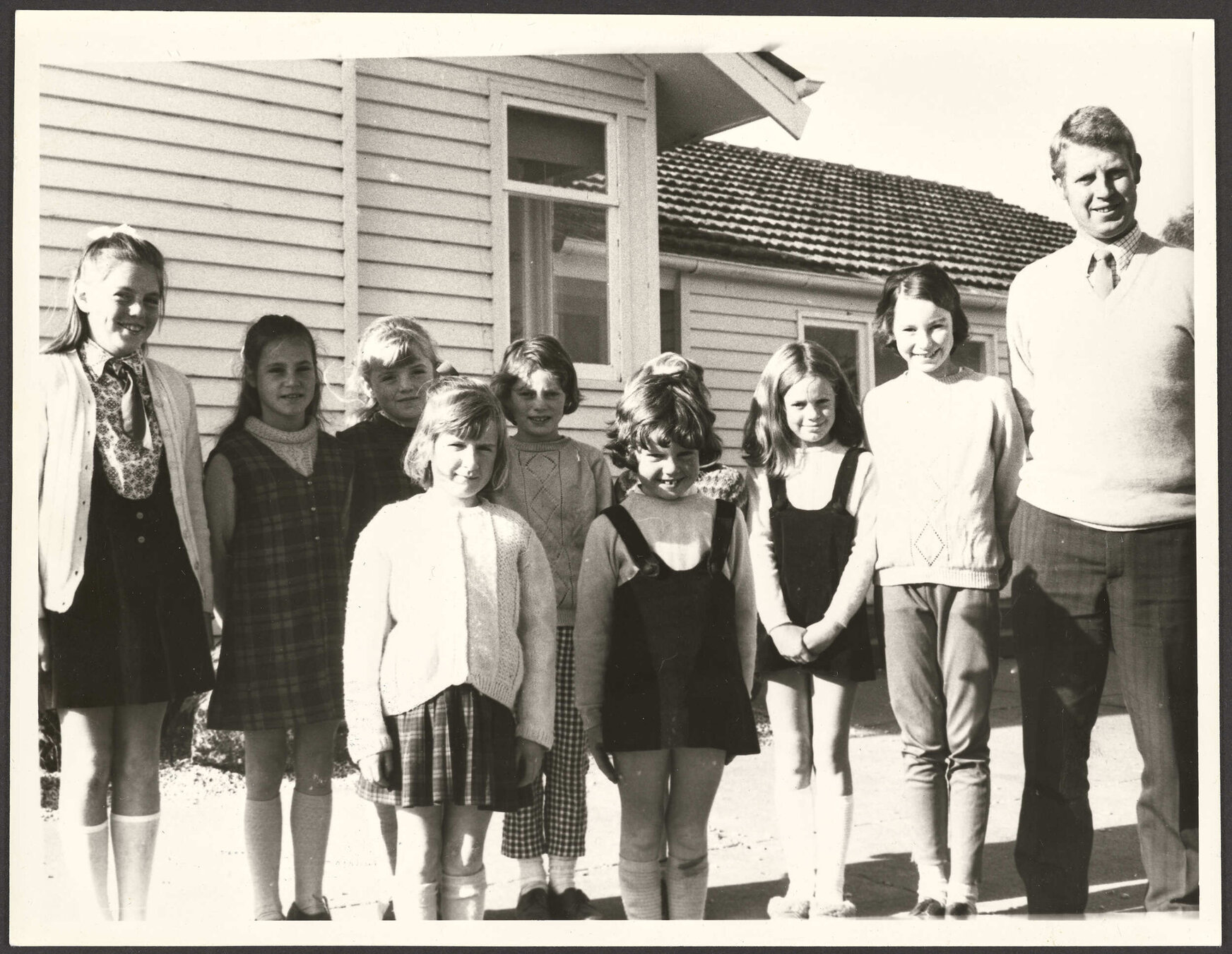 Pupils and teacher on the last day at Lovells Flat School
