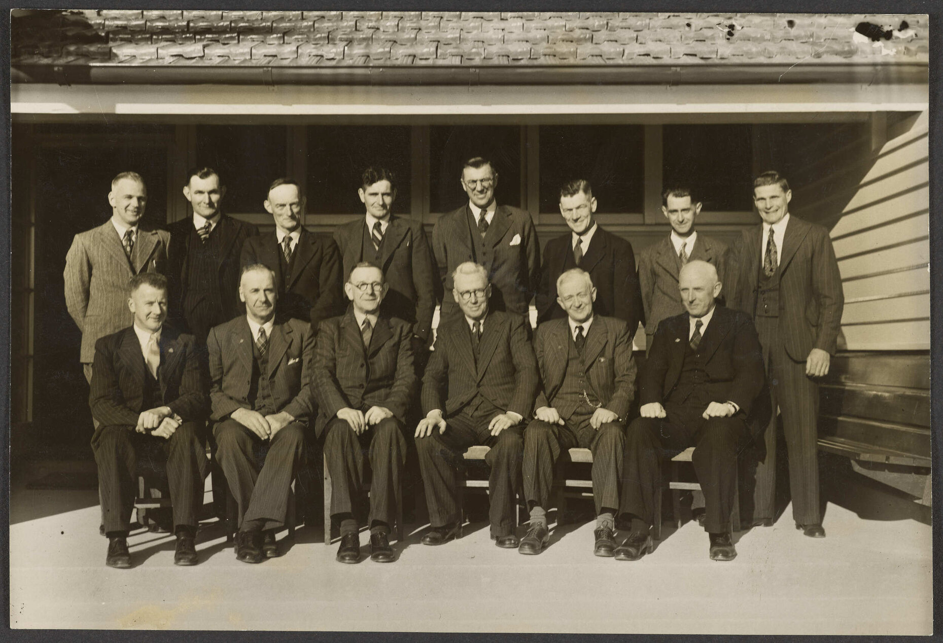 Group at opening of new school, Lovells Flat