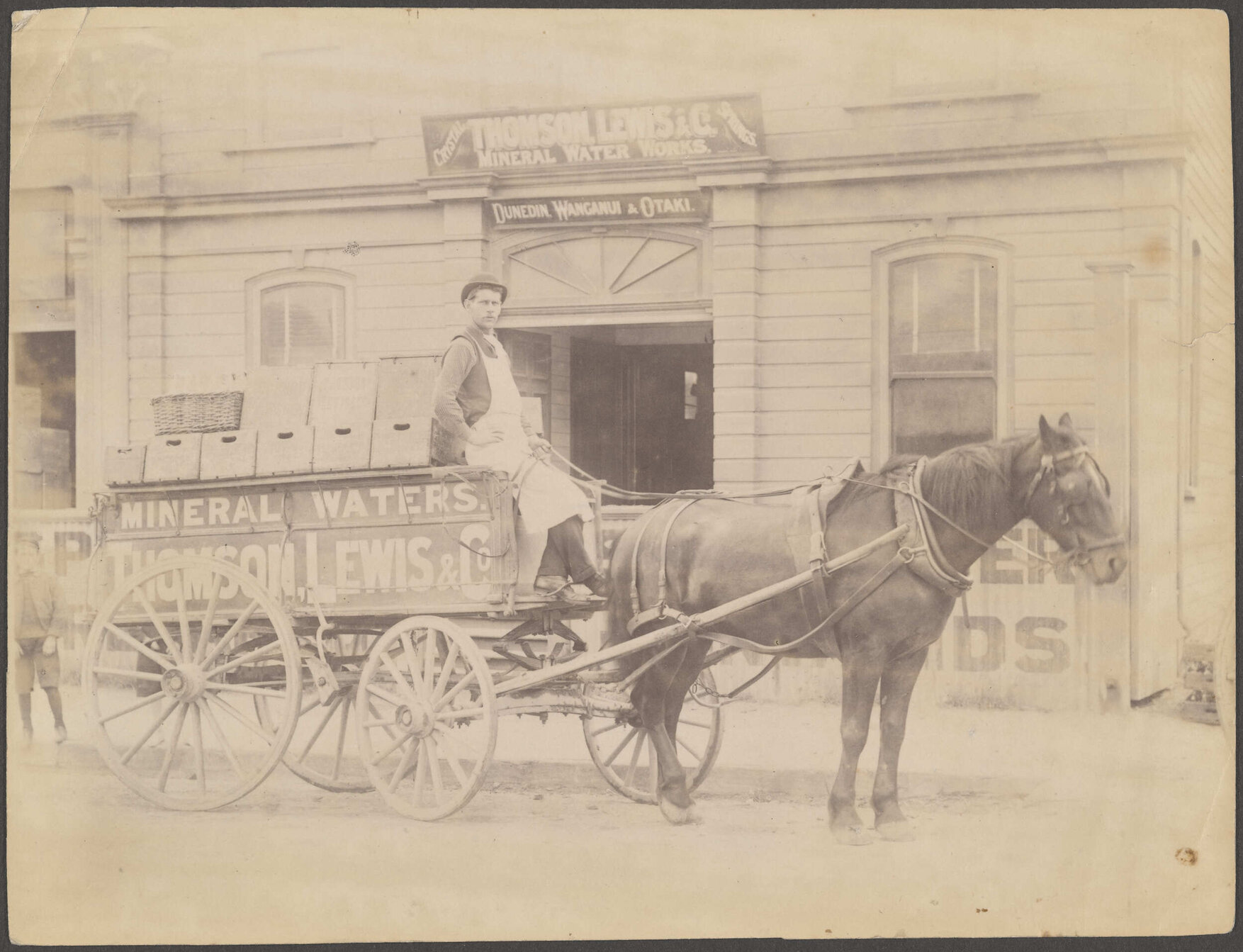 Driver with horse and wagon in front of Thomson, Lewis &amp; Co. premises