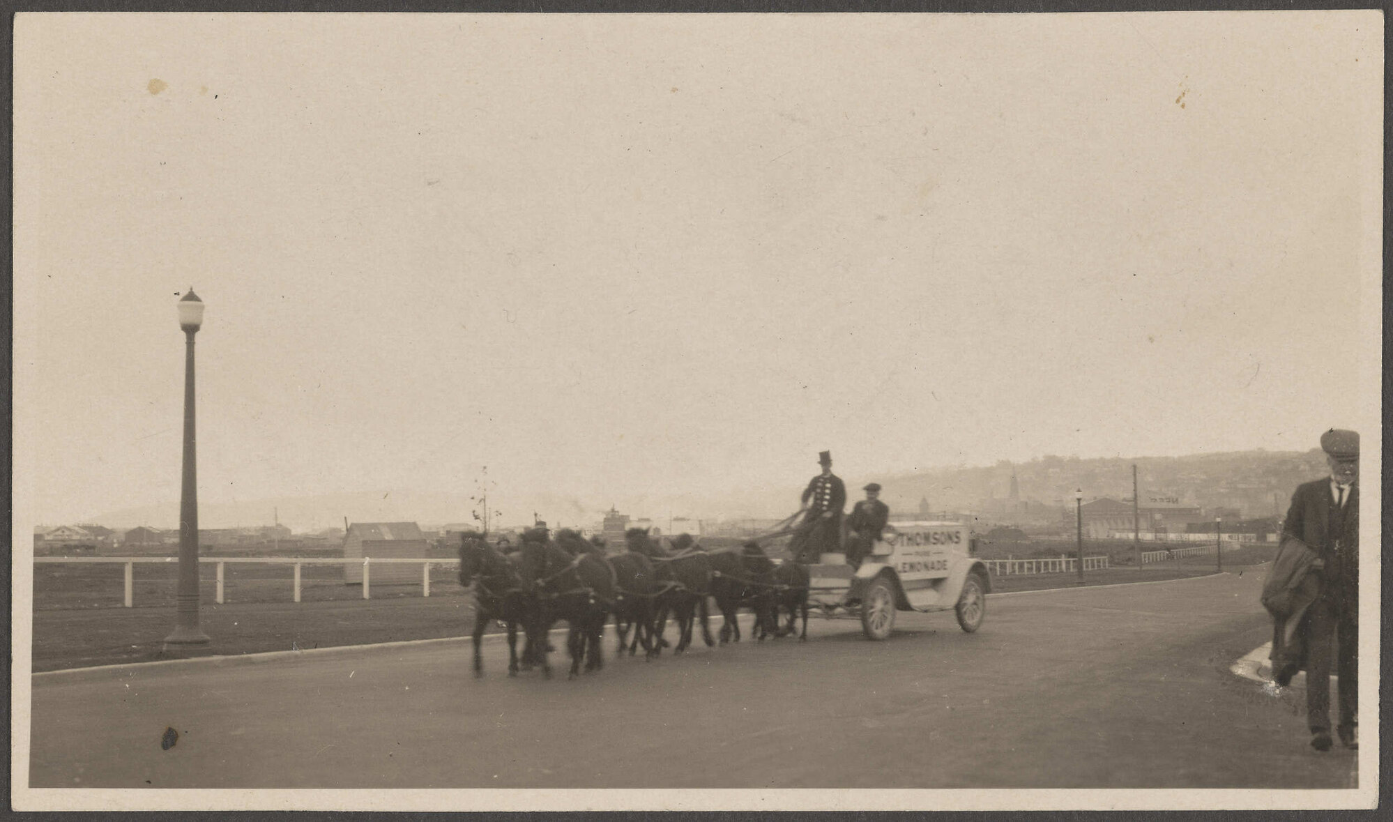 Thomsons Lemonade pony-drawn wagon wagon on Anzac Avenue