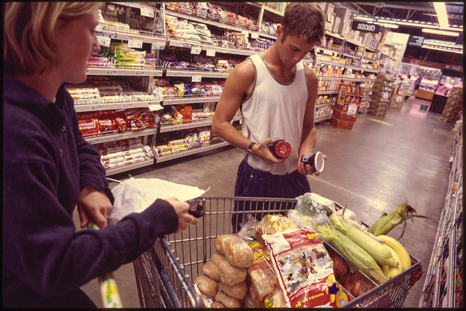 Students in Big Fresh supermarket, Dunedin