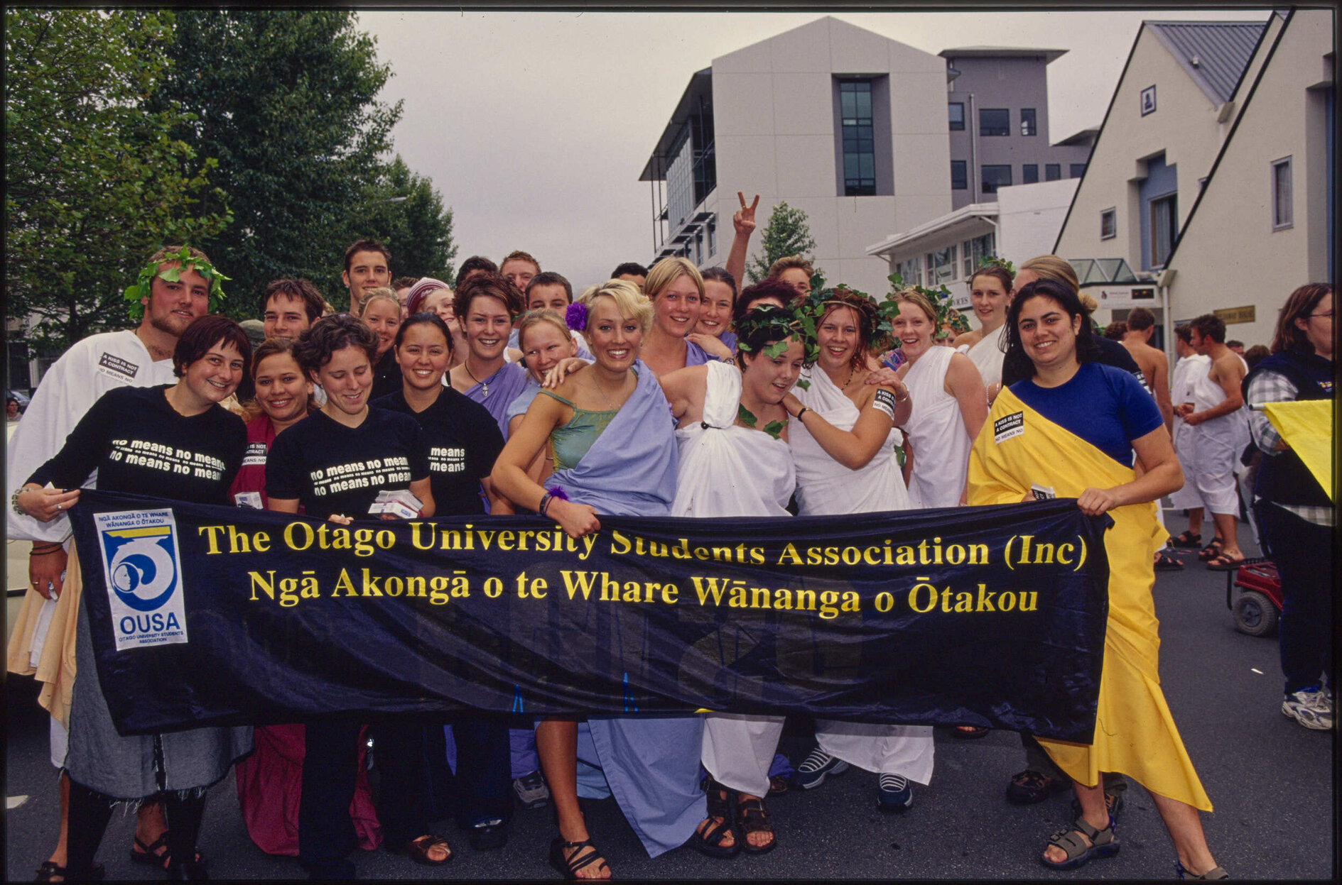OUSA group dressed for toga parade
