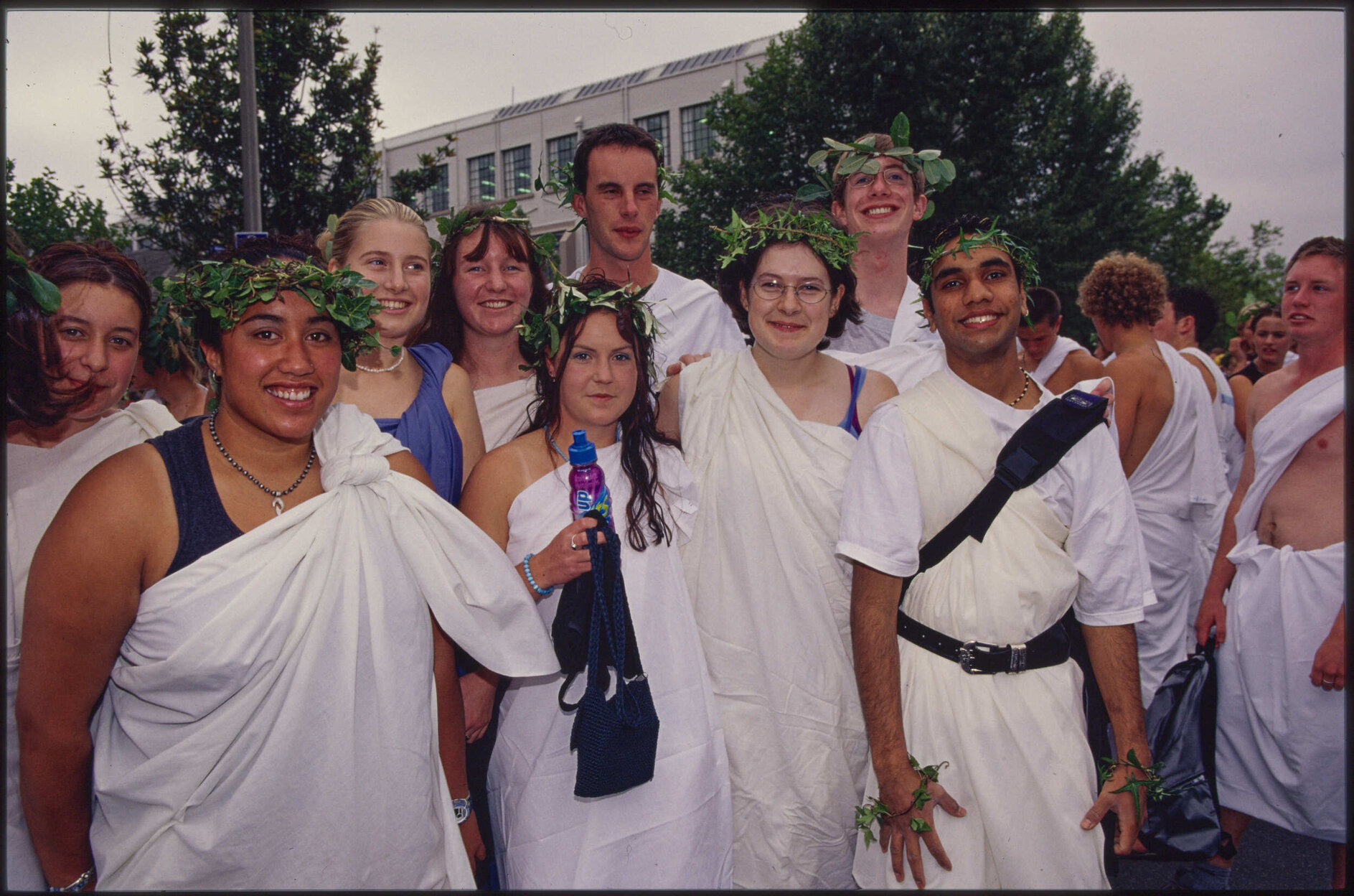 Students dressed for toga parade