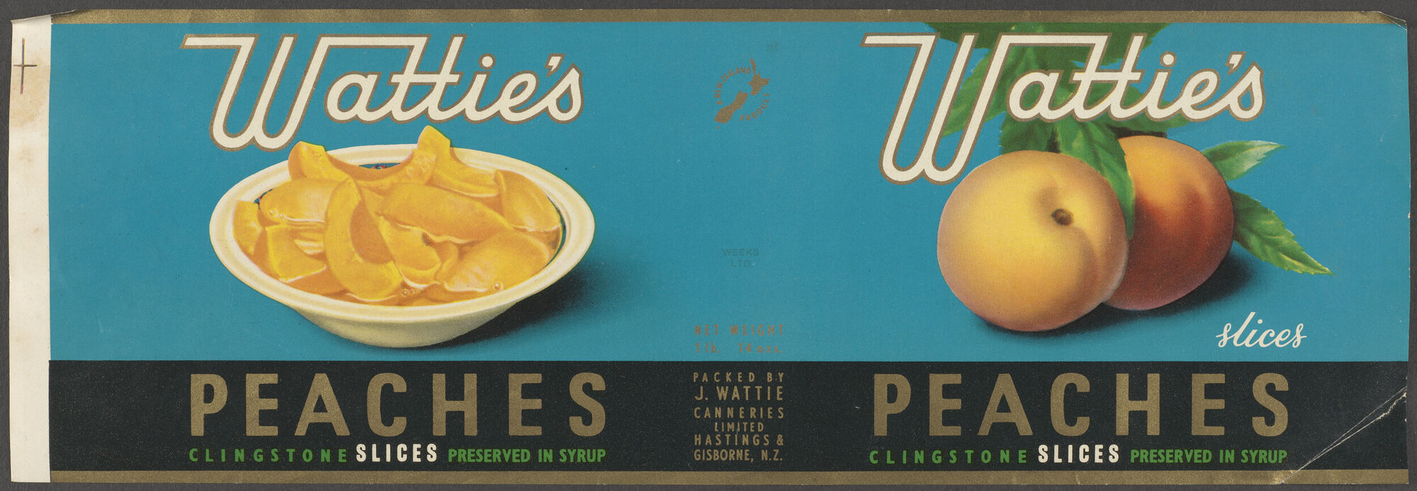 "Wattie's Peaches Clingstone Slices Preserved In Syrup"