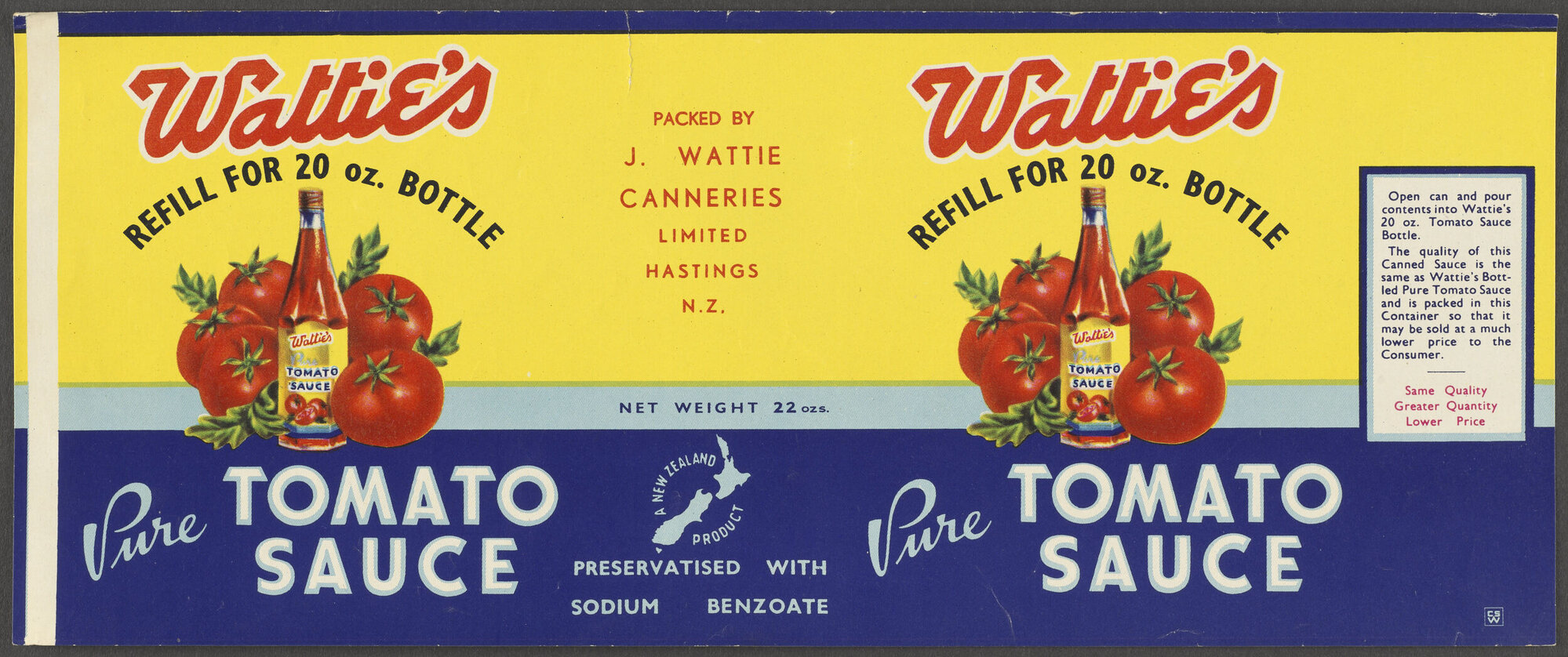 "Wattie's Refill For 20 oz. Bottle Pure Tomato Sauce"