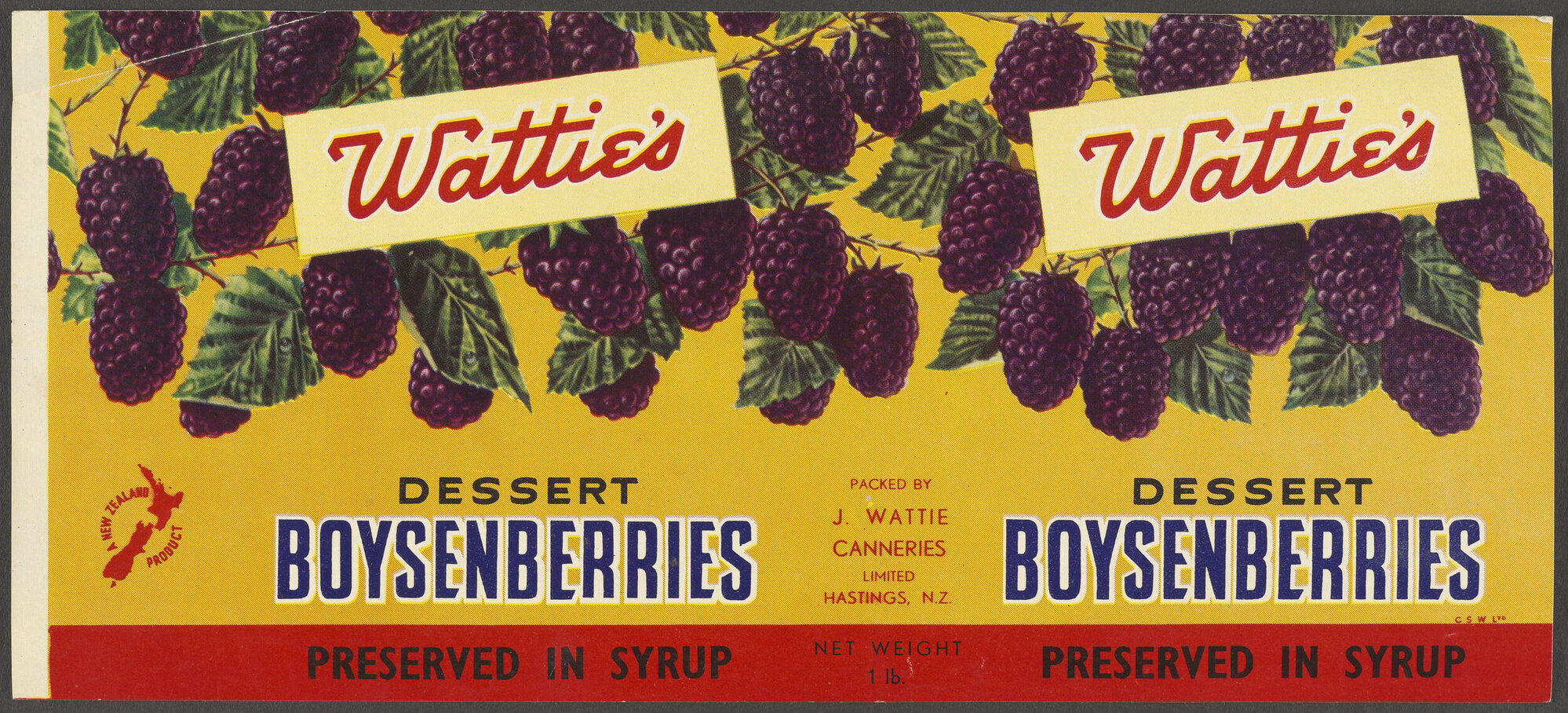 "Wattie's Dessert Boysenberries Preserved In Syrup"