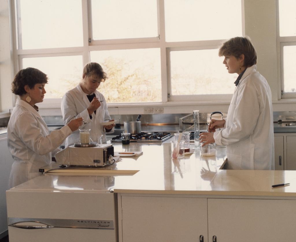 Three Home Science students in laboratory
