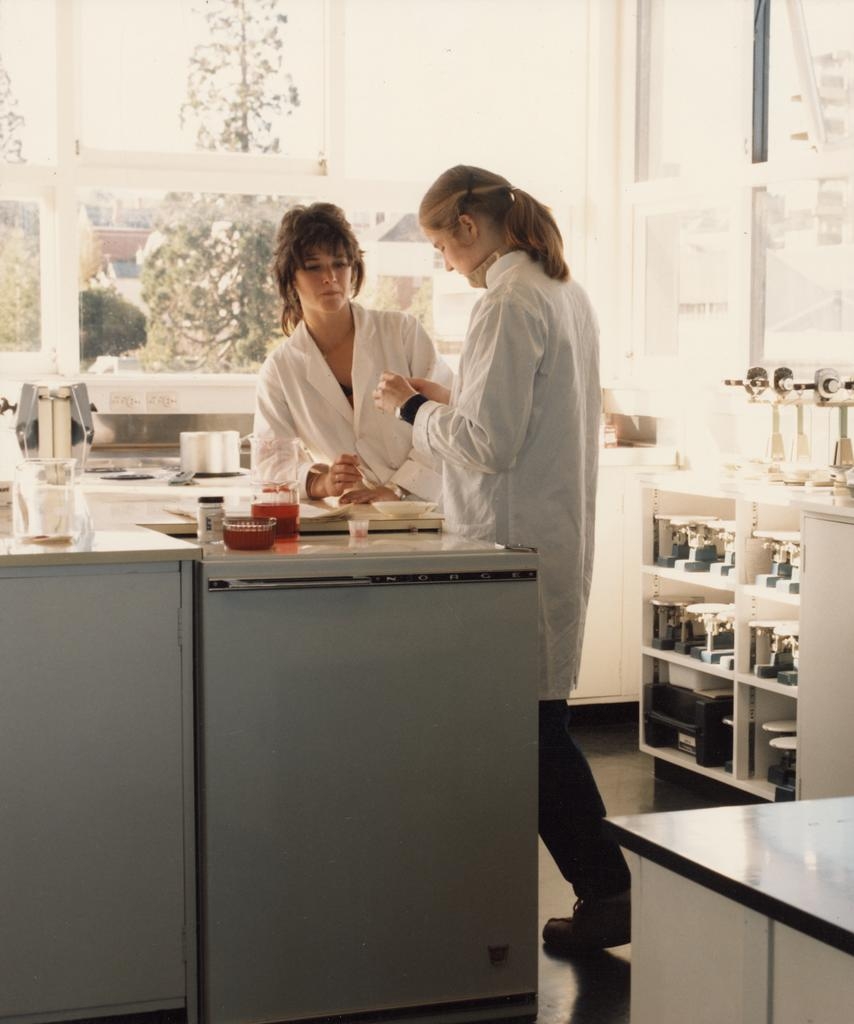 Two women in Home Science laboratory