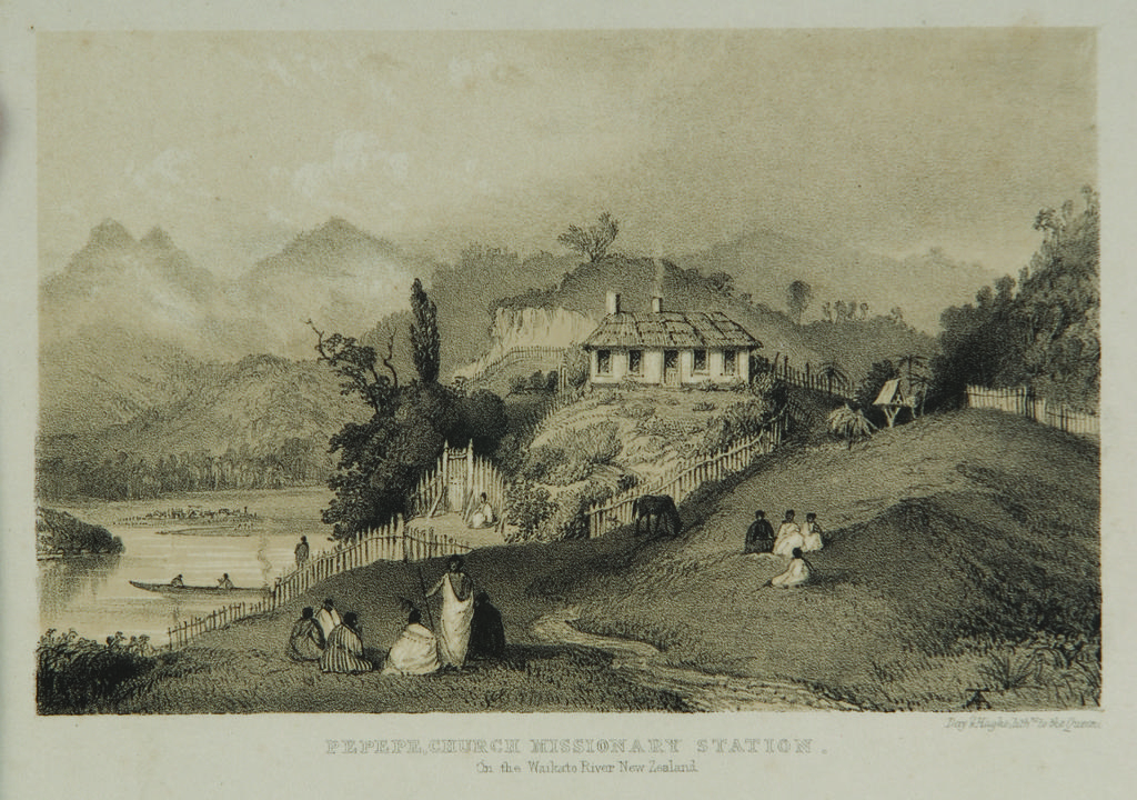 Pepepe Church Missionary station. On the Waikato River New Zealand. FA. Day &amp; Haghe, Lithrs to the Queen. [George French Angas del. Pub.d by Smith, Elder &amp; Co., London. v. 1 p. 37]