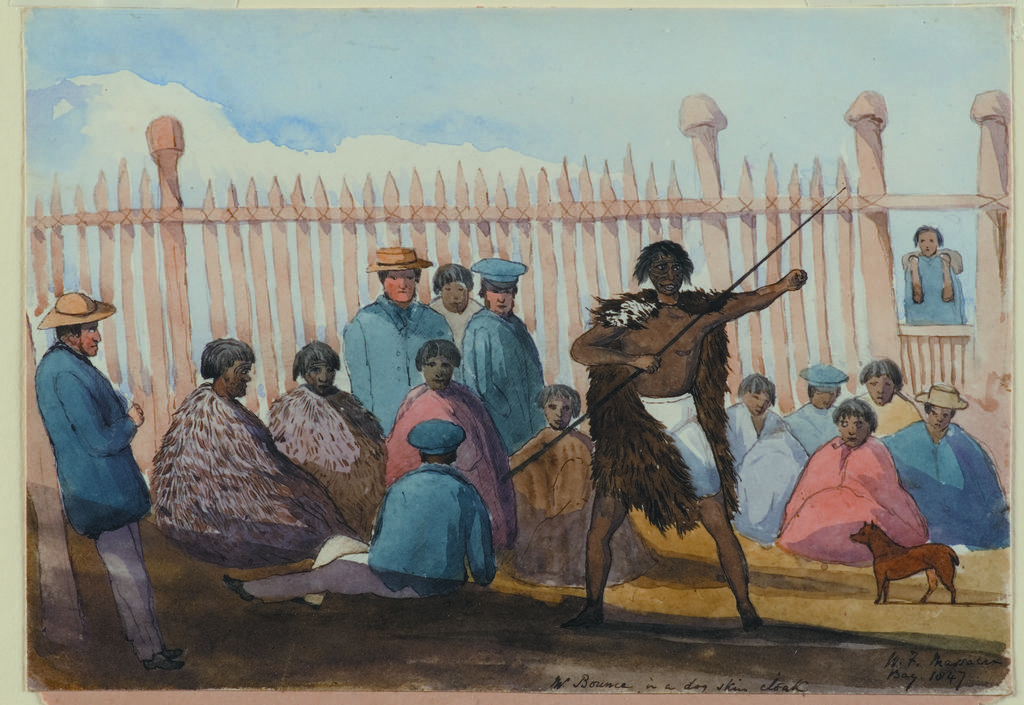 Mr Bounce in a dog skin cloak. Massacre Bay