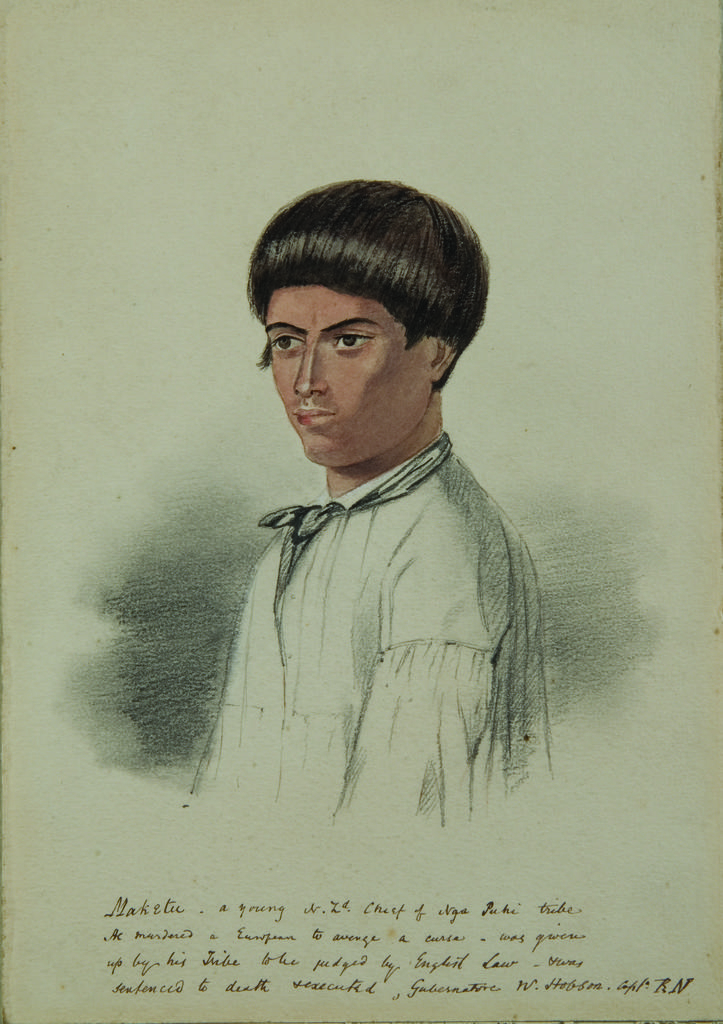 Maketu, a young N.Z.d chief of Nga Puhi Tribe&hellip; ca 1841 [Copied by E. Shortland after Merrett]