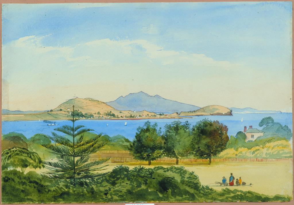 Auckland, North Shore and Rangitoto 1871. From Govt House. Sir G. Bowen, Govr