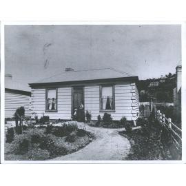 Mrs. Blanche Evans at door with daughter, her father Mr. John Lord